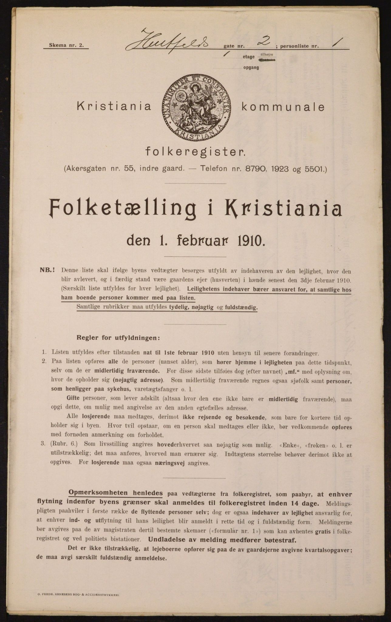 OBA, Municipal Census 1910 for Kristiania, 1910, p. 40745