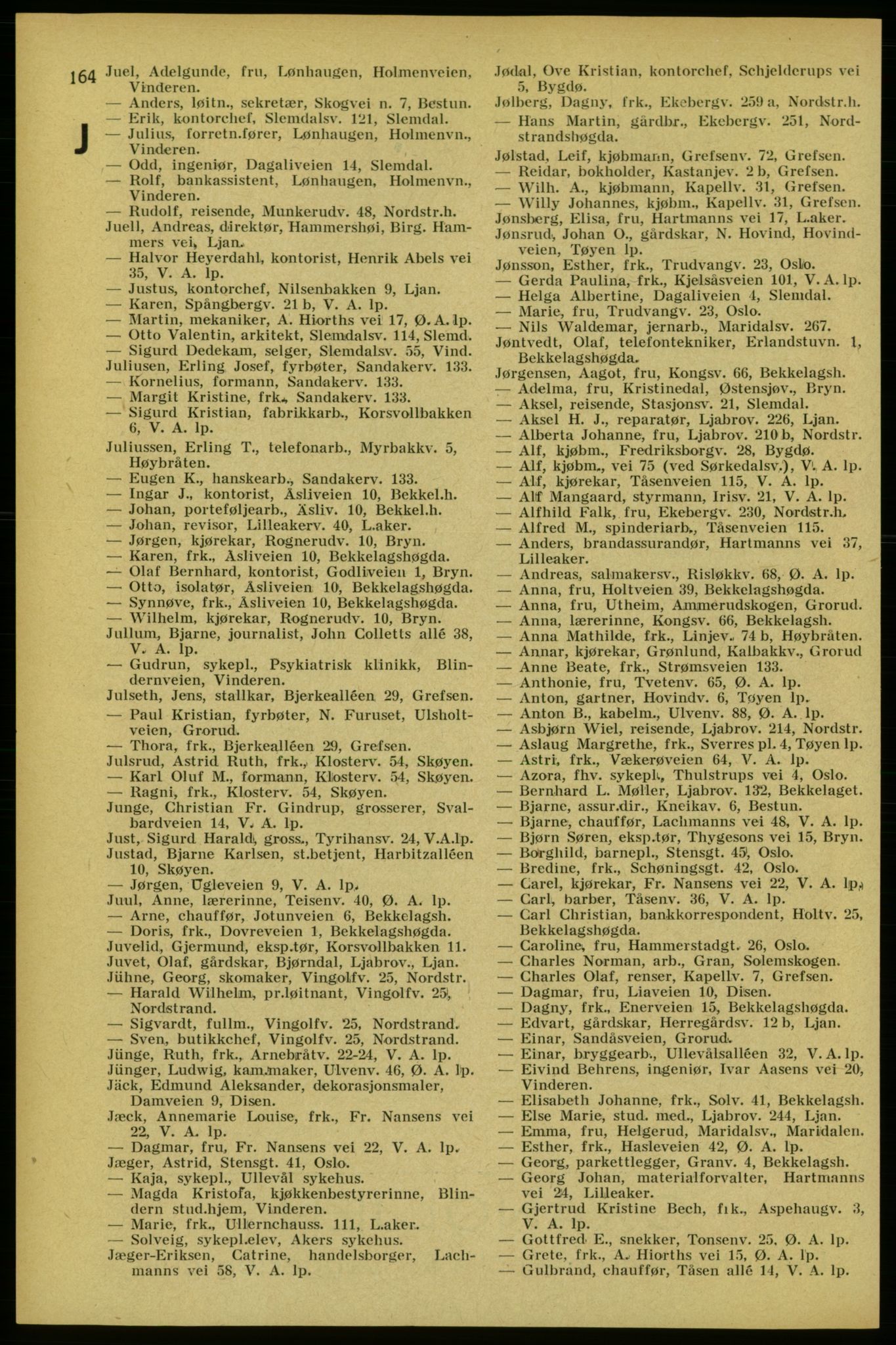 Aker adressebok/adressekalender, PUBL/001/A/005: Aker adressebok, 1934-1935, p. 164