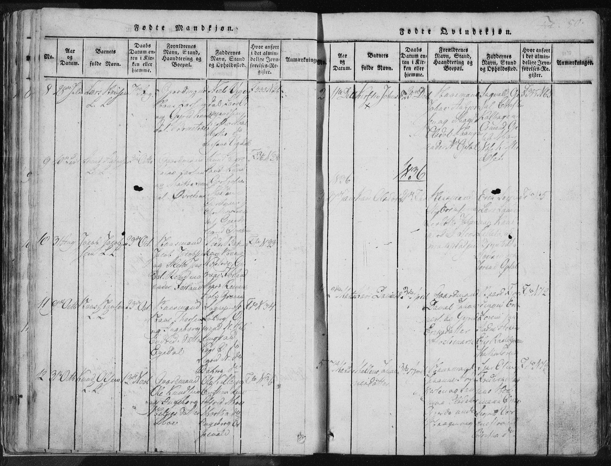 Vikedal sokneprestkontor, AV/SAST-A-101840/01/IV: Parish register (official) no. A 3, 1817-1850, p. 50