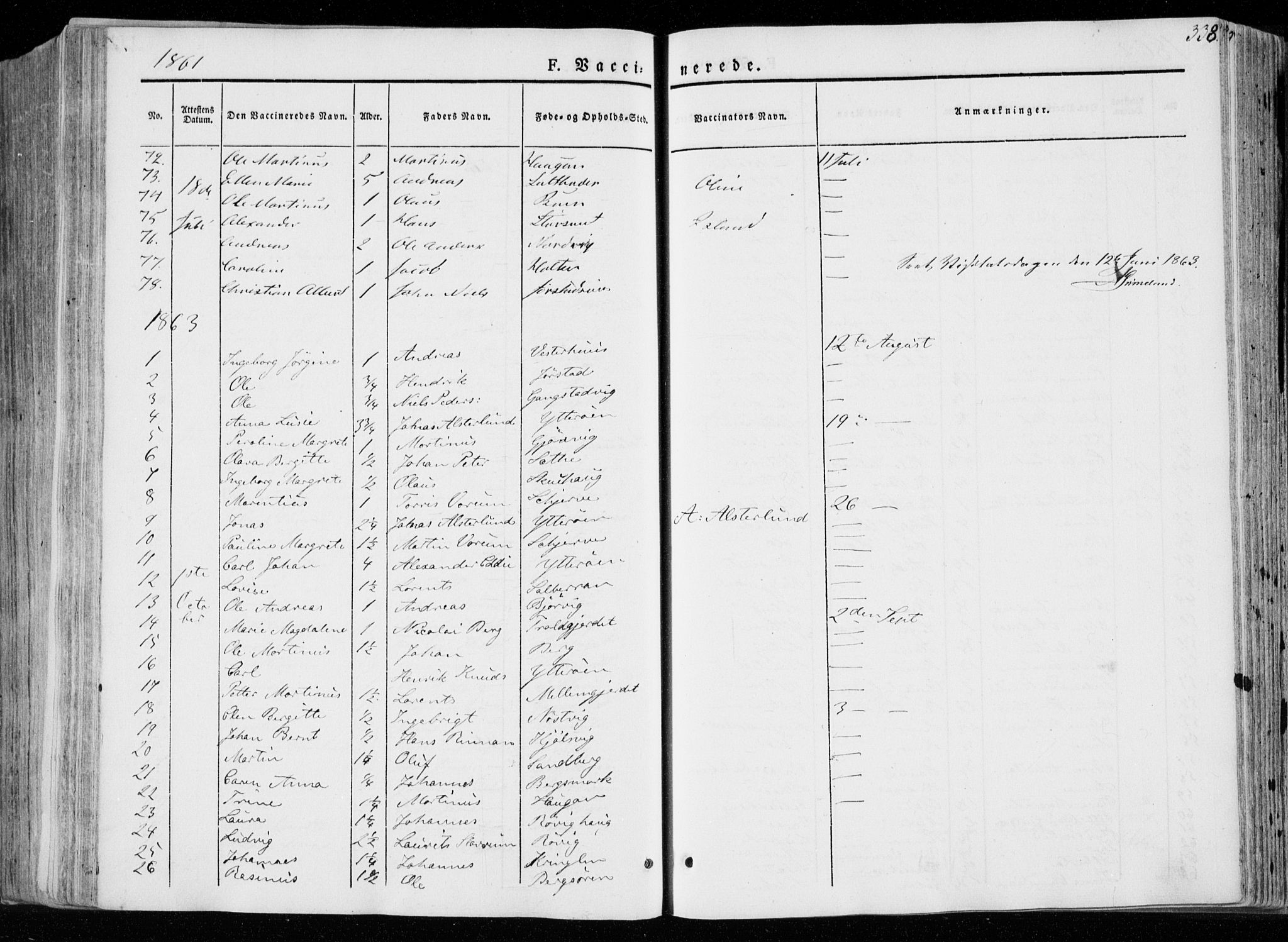 Ministerialprotokoller, klokkerbøker og fødselsregistre - Nord-Trøndelag, AV/SAT-A-1458/722/L0218: Parish register (official) no. 722A05, 1843-1868, p. 338