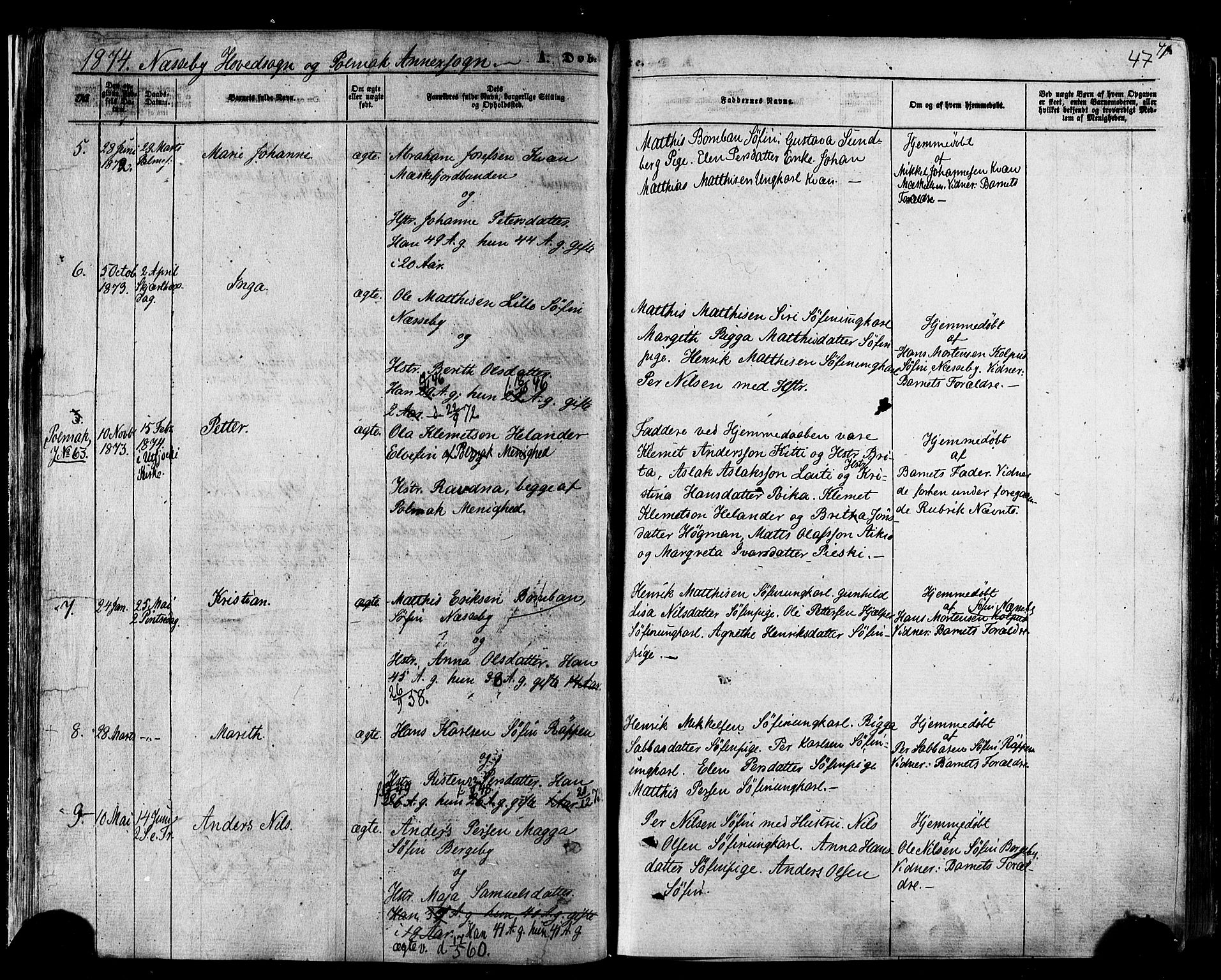 Nesseby sokneprestkontor, SATØ/S-1330/H/Ha/L0003kirke: Parish register (official) no. 3 /1, 1865-1876, p. 47