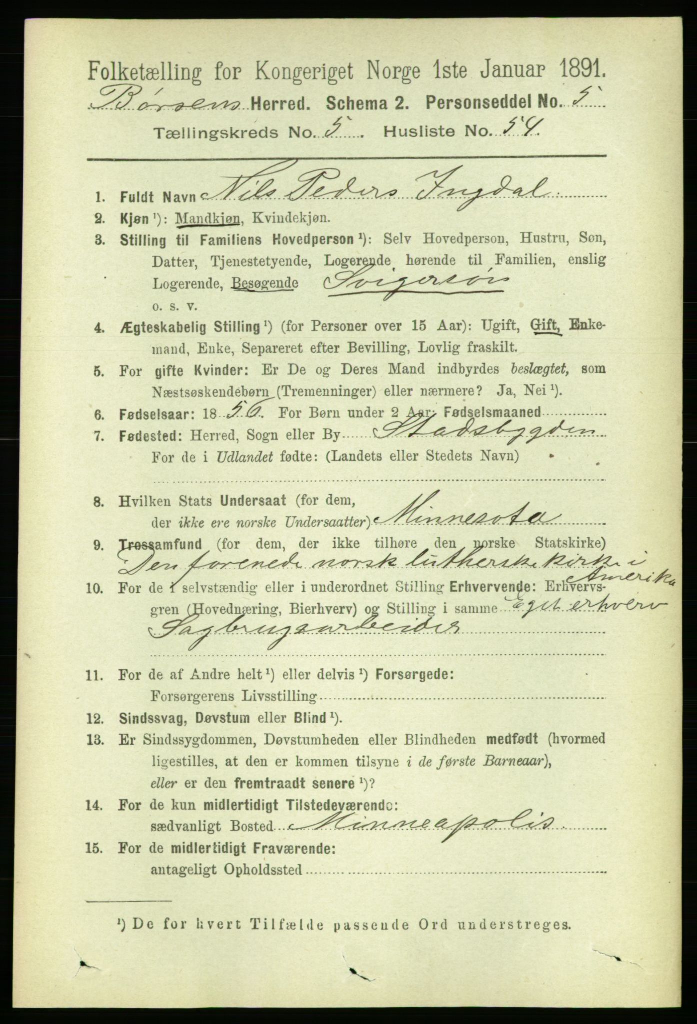 RA, 1891 census for 1658 Børsa, 1891, p. 2299