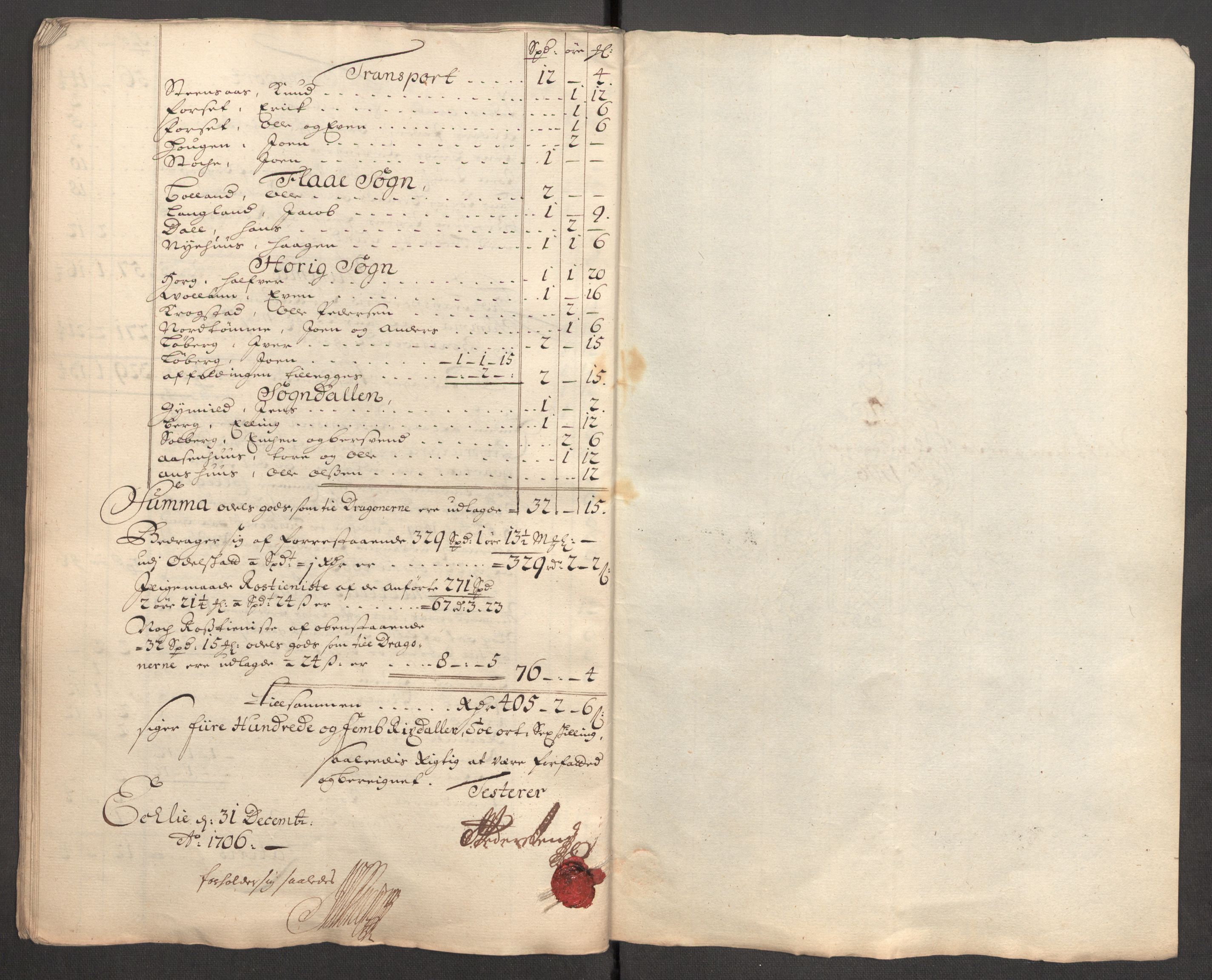 Rentekammeret inntil 1814, Reviderte regnskaper, Fogderegnskap, AV/RA-EA-4092/R60/L3956: Fogderegnskap Orkdal og Gauldal, 1706, p. 376