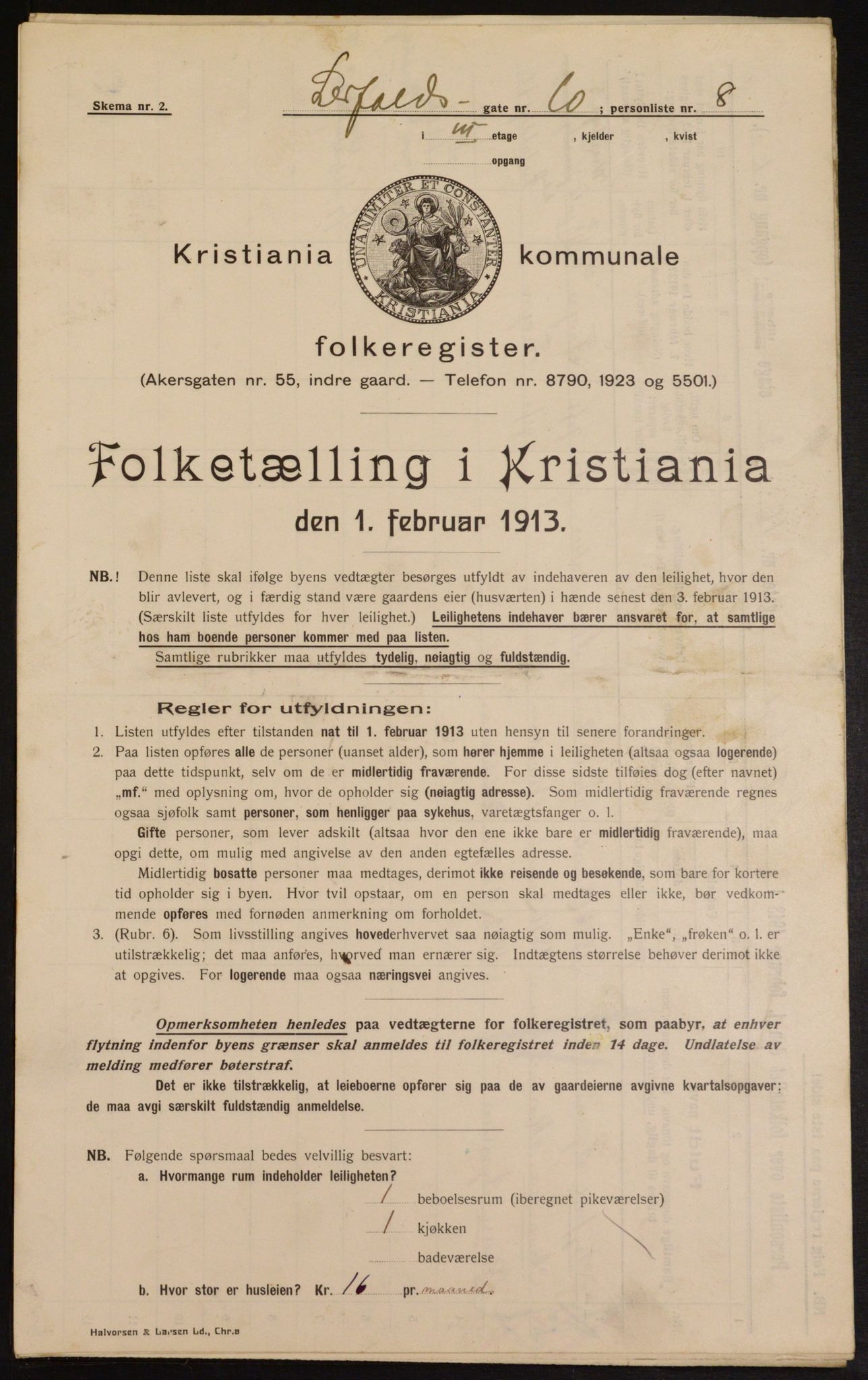 OBA, Municipal Census 1913 for Kristiania, 1913, p. 57021