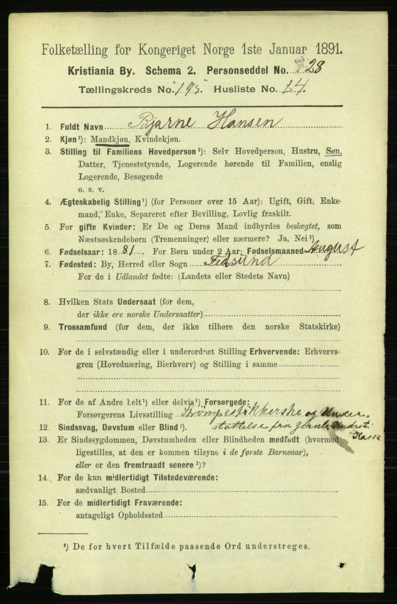 RA, 1891 census for 0301 Kristiania, 1891, p. 118050