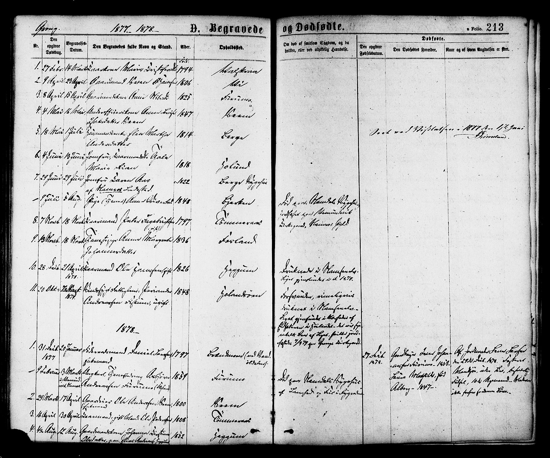 Ministerialprotokoller, klokkerbøker og fødselsregistre - Nord-Trøndelag, SAT/A-1458/758/L0516: Parish register (official) no. 758A03 /1, 1869-1879, p. 213