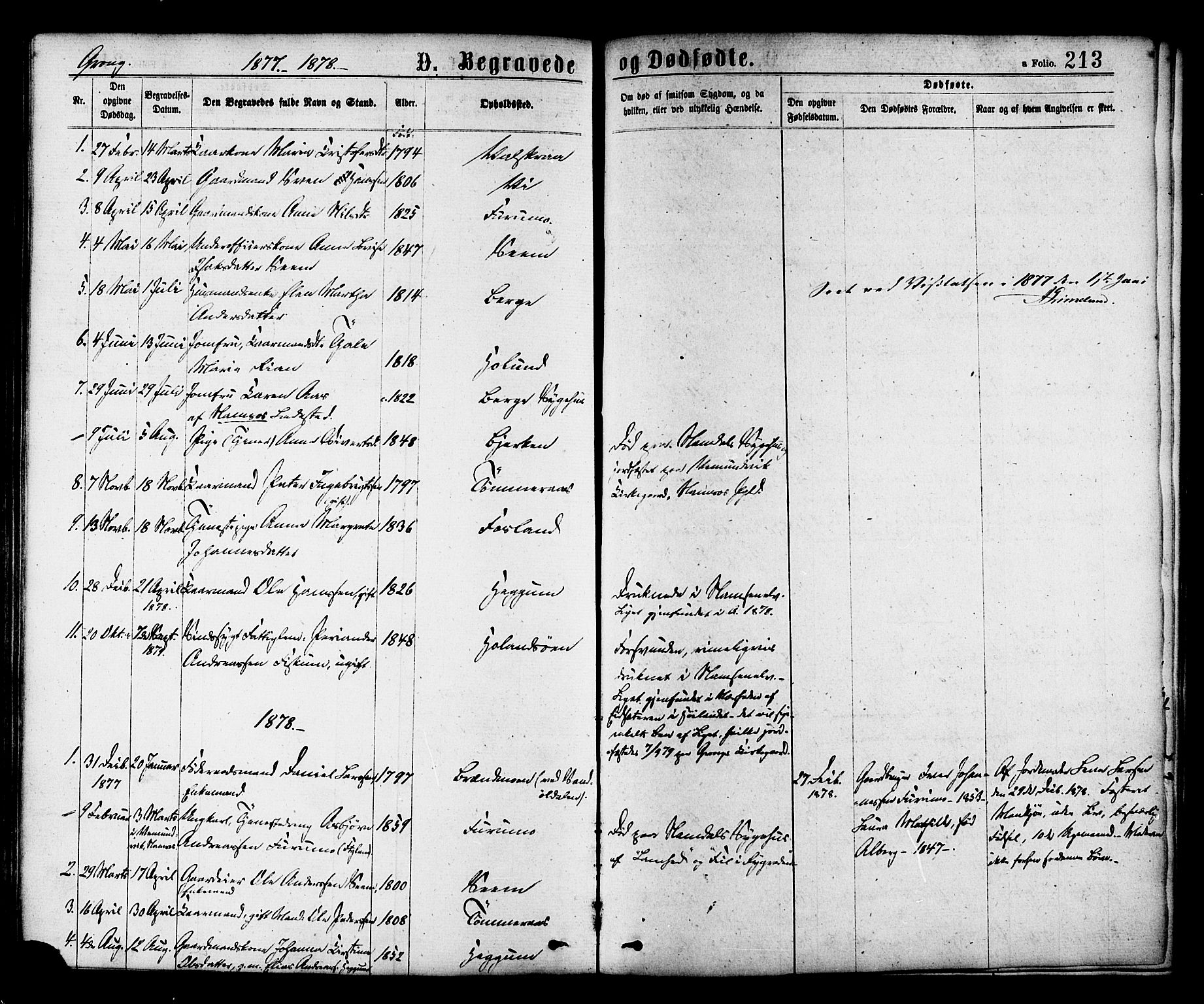 Ministerialprotokoller, klokkerbøker og fødselsregistre - Nord-Trøndelag, AV/SAT-A-1458/758/L0516: Parish register (official) no. 758A03 /1, 1869-1879, p. 213