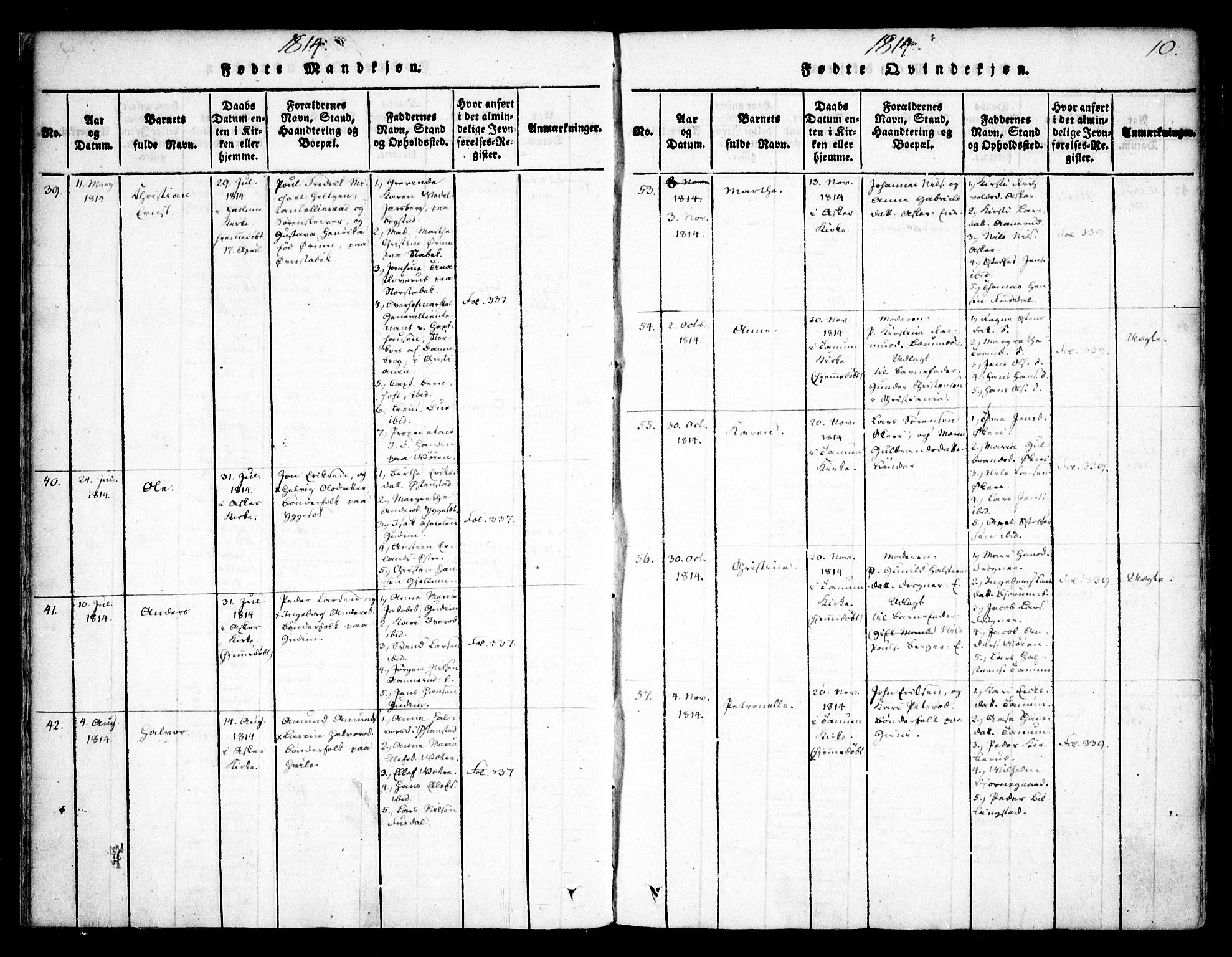 Asker prestekontor Kirkebøker, AV/SAO-A-10256a/F/Fa/L0006: Parish register (official) no. I 6, 1814-1824, p. 10