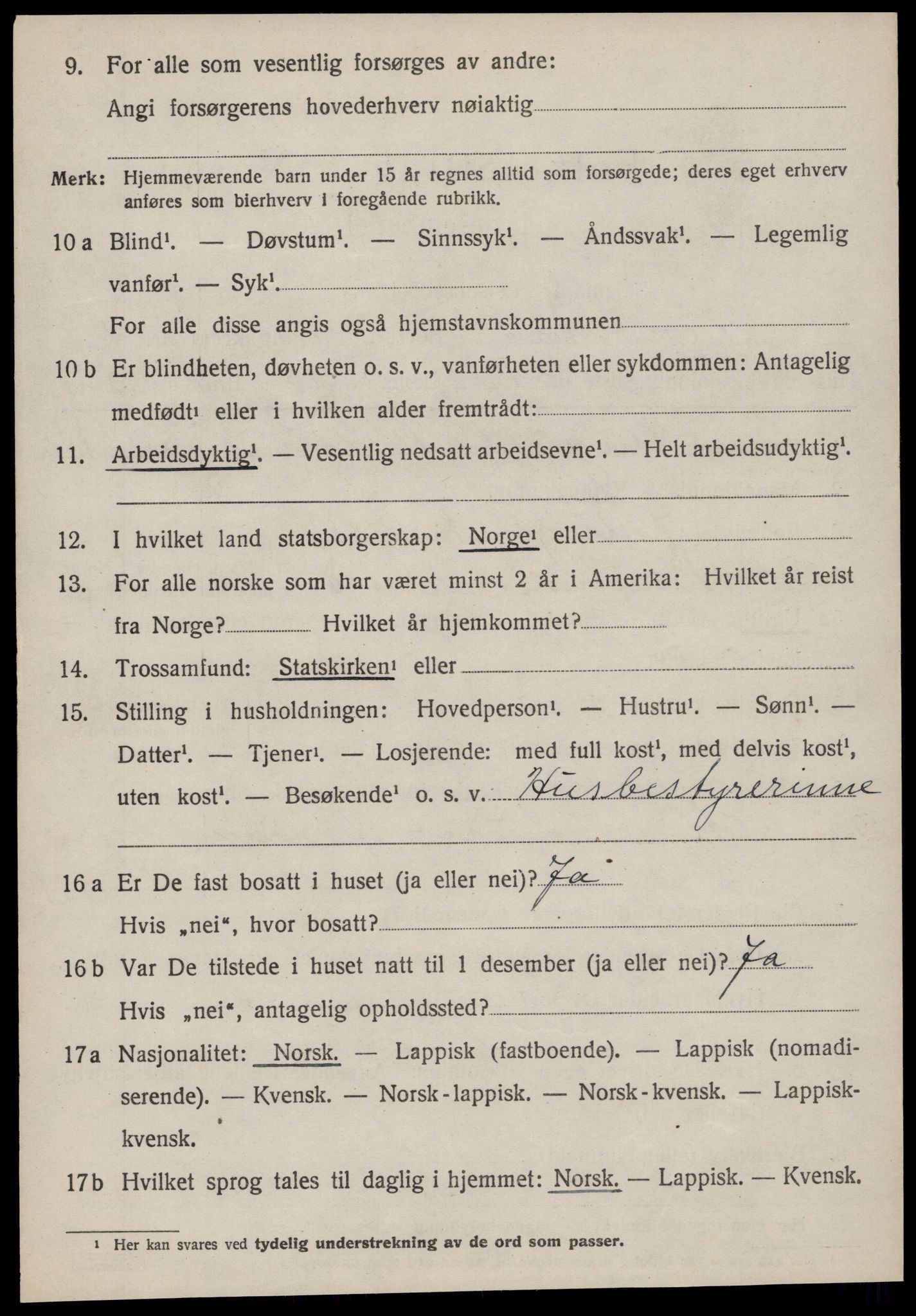 SAT, 1920 census for Sandstad, 1920, p. 354