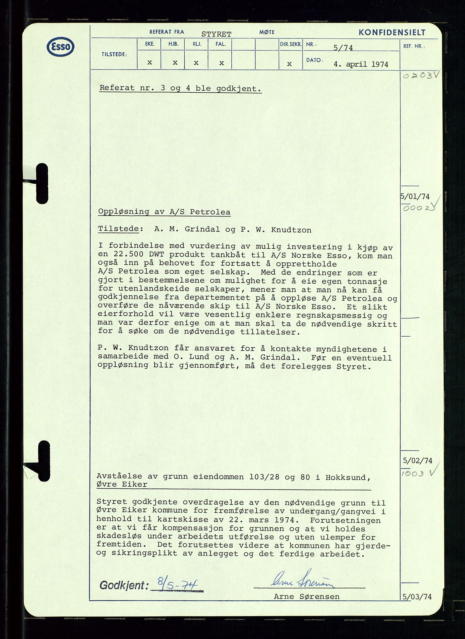 Pa 0982 - Esso Norge A/S, AV/SAST-A-100448/A/Aa/L0003/0002: Den administrerende direksjon Board minutes (styrereferater) og Bedriftforsamlingsprotokoll / Den administrerende direksjon Board minutes (styrereferater), 1970-1974, p. 33