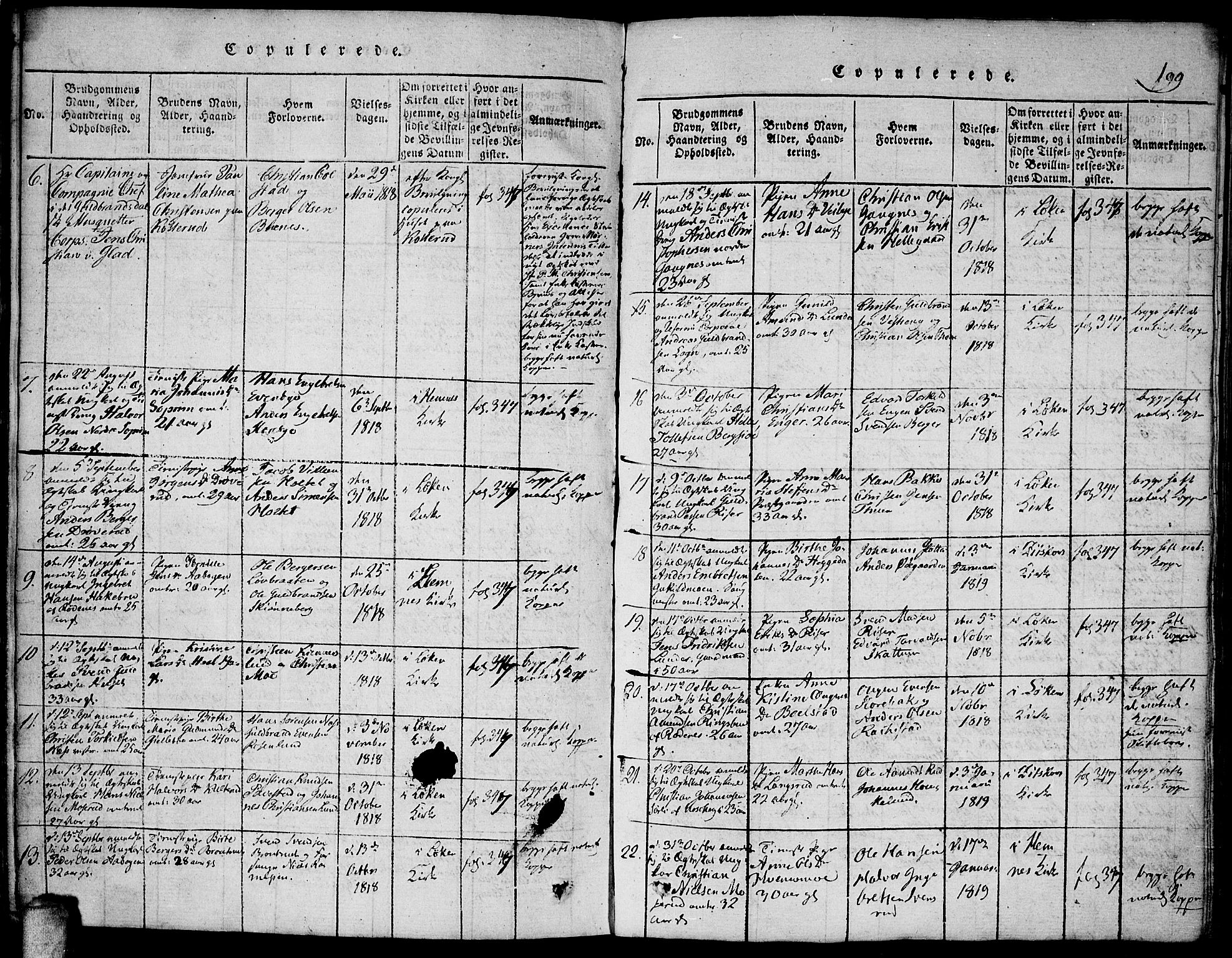 Høland prestekontor Kirkebøker, AV/SAO-A-10346a/F/Fa/L0007: Parish register (official) no. I 7, 1814-1827, p. 199