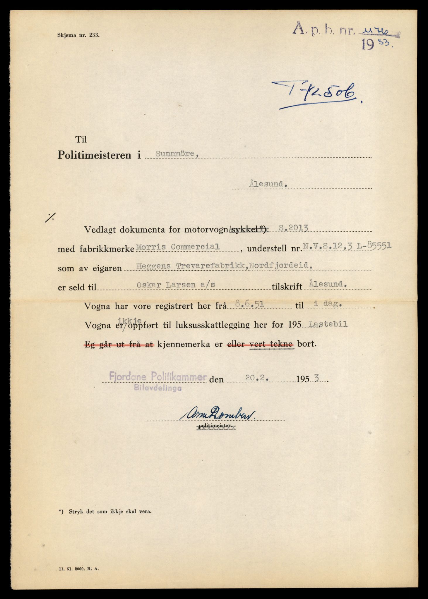 Møre og Romsdal vegkontor - Ålesund trafikkstasjon, AV/SAT-A-4099/F/Fe/L0034: Registreringskort for kjøretøy T 12500 - T 12652, 1927-1998, p. 153