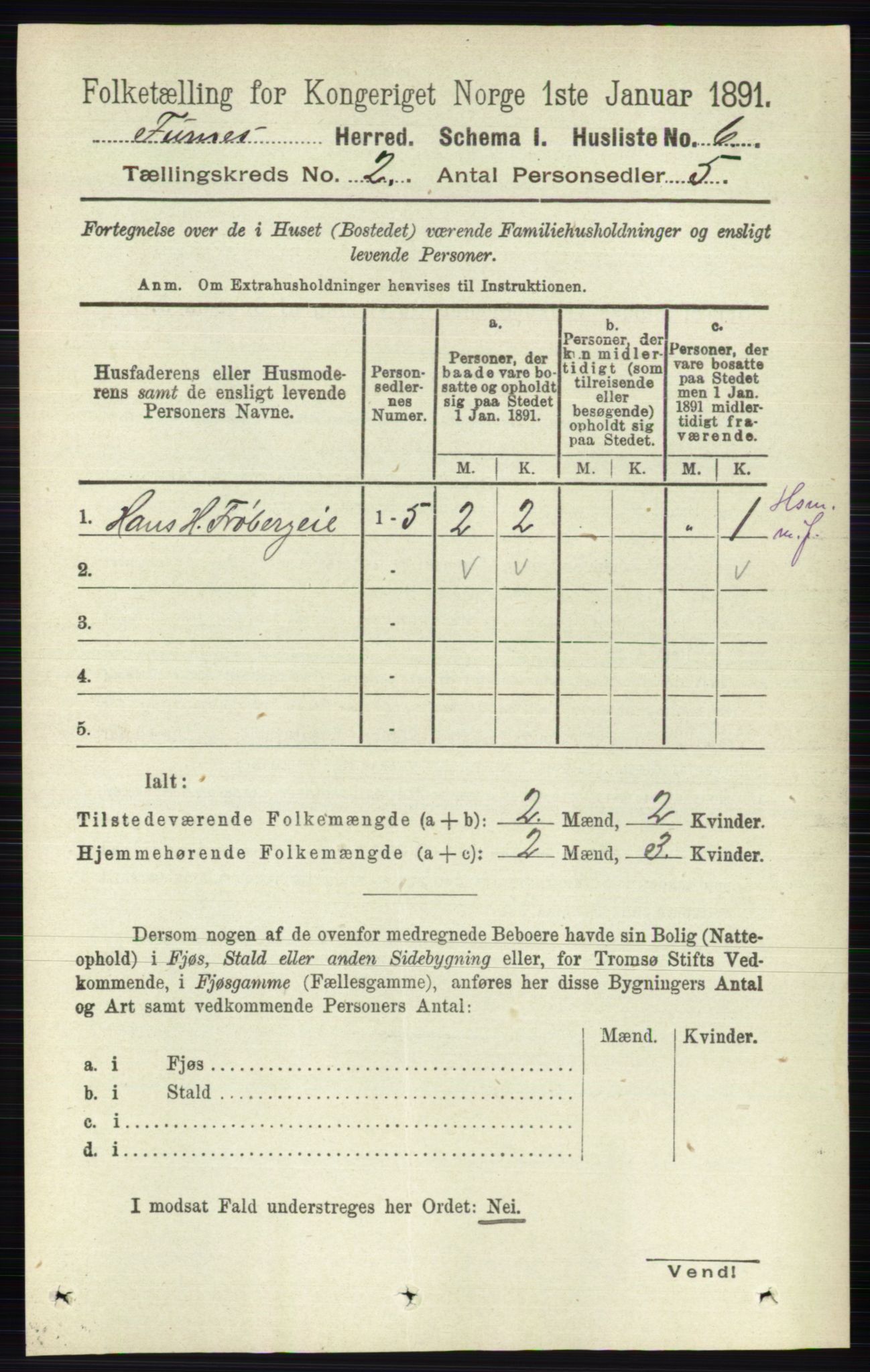 RA, Census 1891 for 0413 Furnes herred, 1891, p. 735