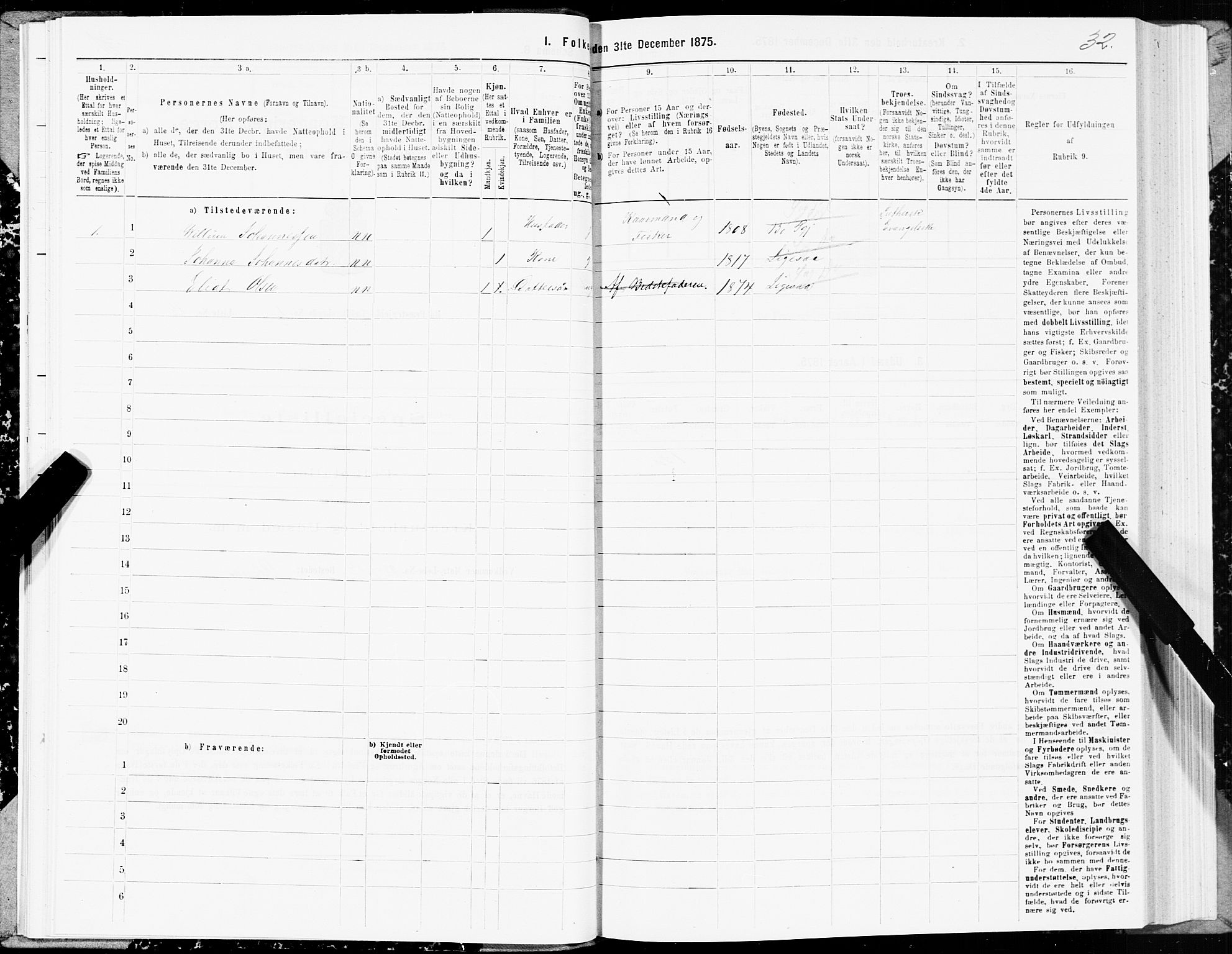SAT, 1875 census for 1867P Bø, 1875, p. 1032