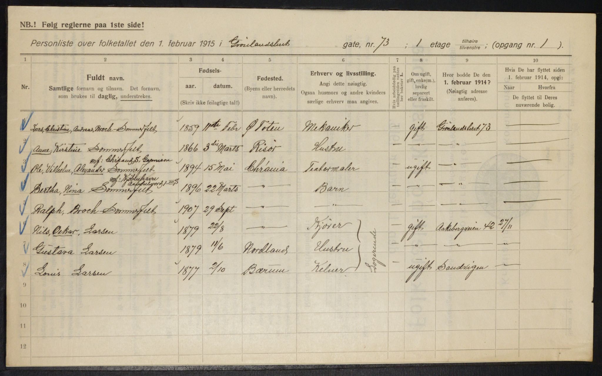 OBA, Municipal Census 1915 for Kristiania, 1915, p. 31856