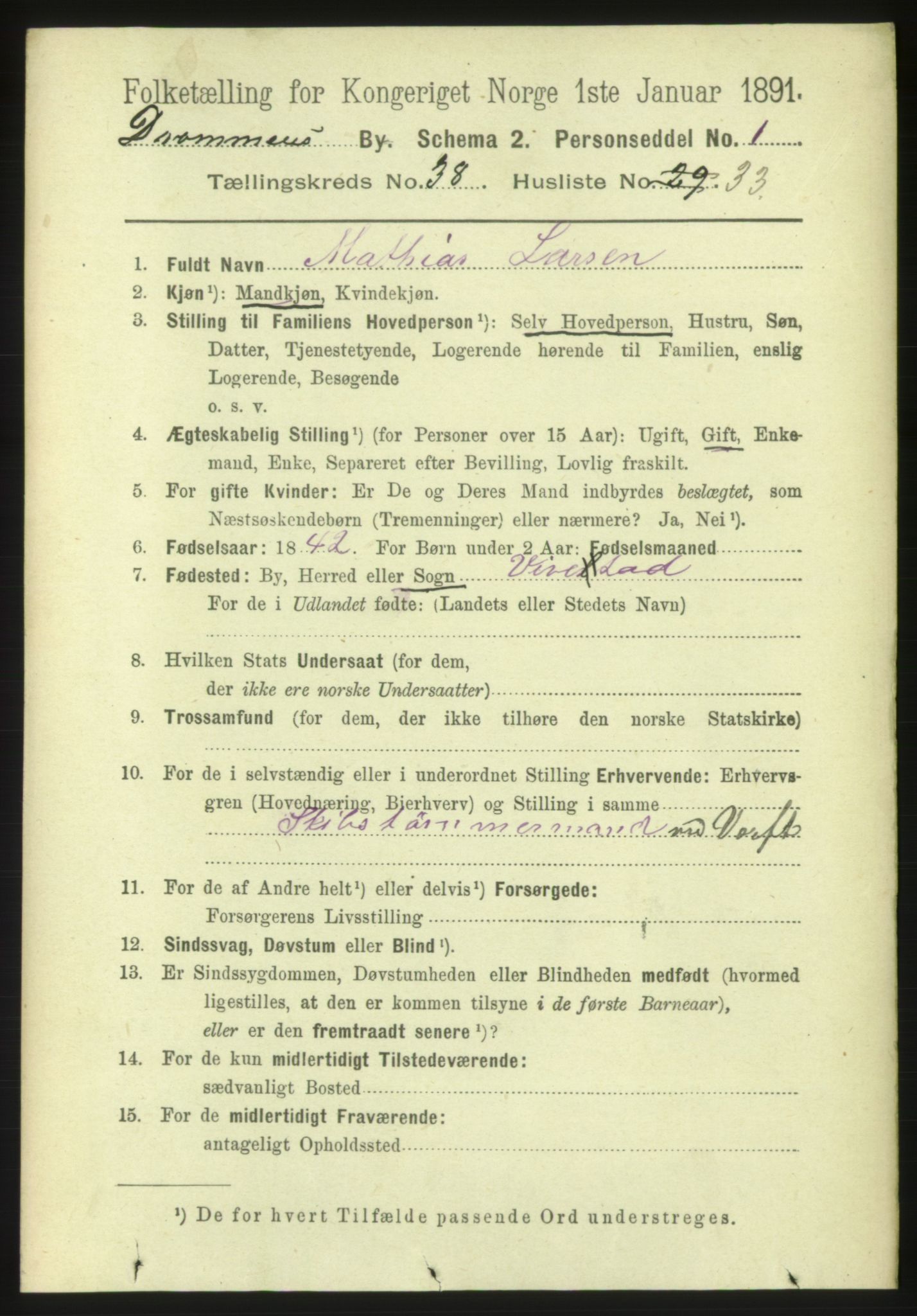 RA, 1891 census for 0602 Drammen, 1891, p. 23284