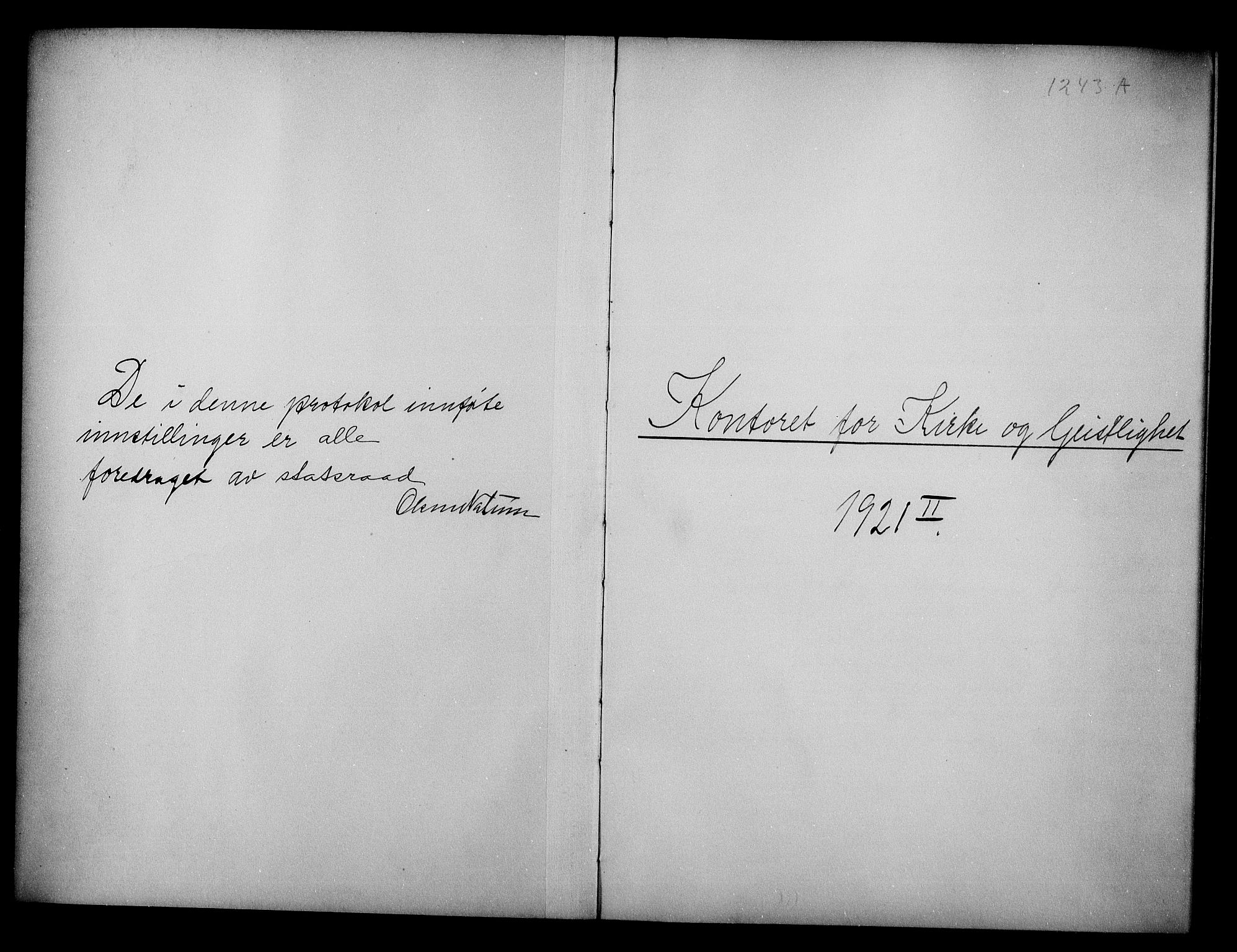 Kirke- og undervisningsdepartementet, Kontoret  for kirke og geistlighet A, AV/RA-S-1007/A/Aa/L0335: Referatprotokoll bd. 2. Ref.nr. 161-182, 1921