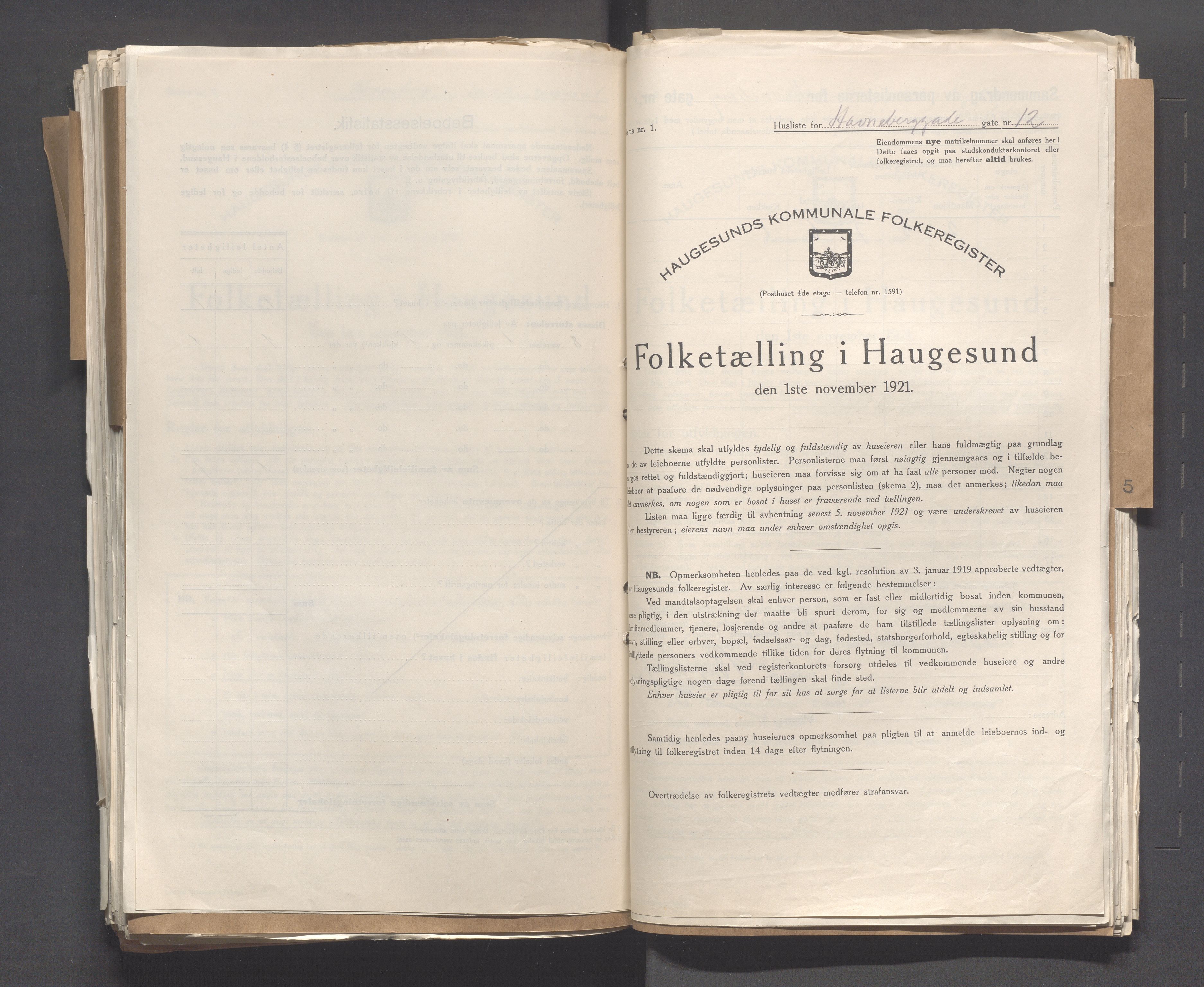 IKAR, Local census 1.11.1921 for Haugesund, 1921, p. 2172