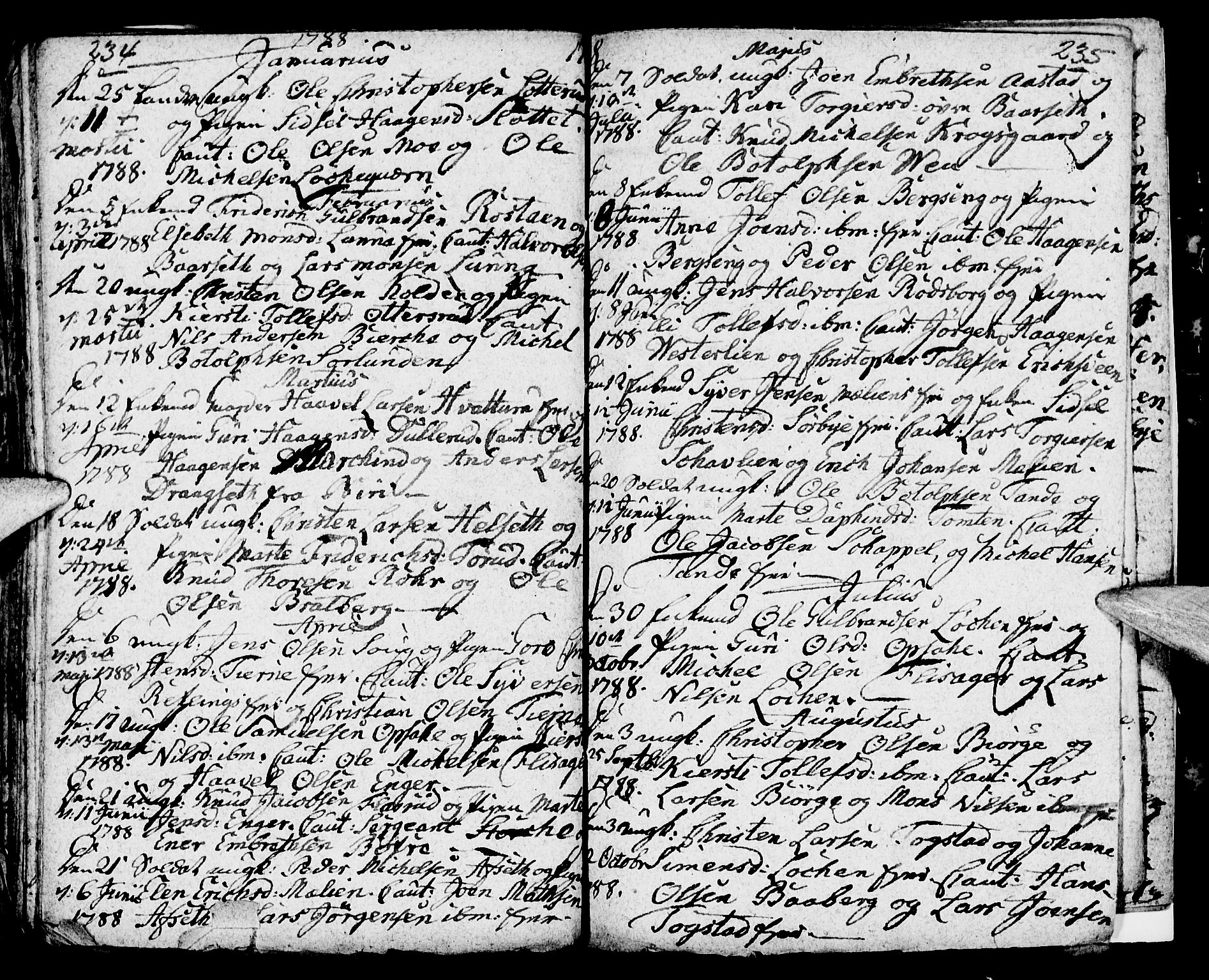 Ringsaker prestekontor, AV/SAH-PREST-014/I/Ia/L0005/0004: Parish register draft no. 5.4, 1785-1789, p. 234-235