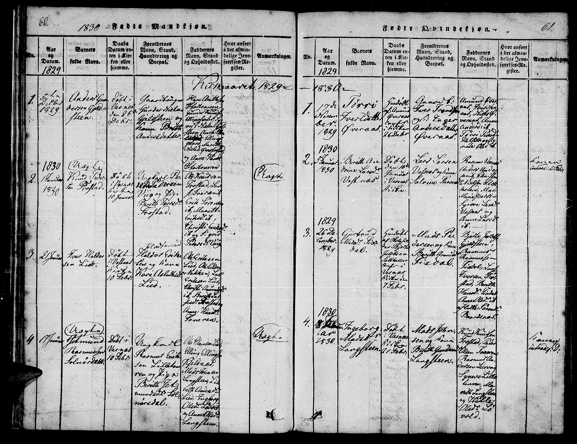 Ministerialprotokoller, klokkerbøker og fødselsregistre - Møre og Romsdal, SAT/A-1454/539/L0528: Parish register (official) no. 539A01, 1818-1847, p. 60-61