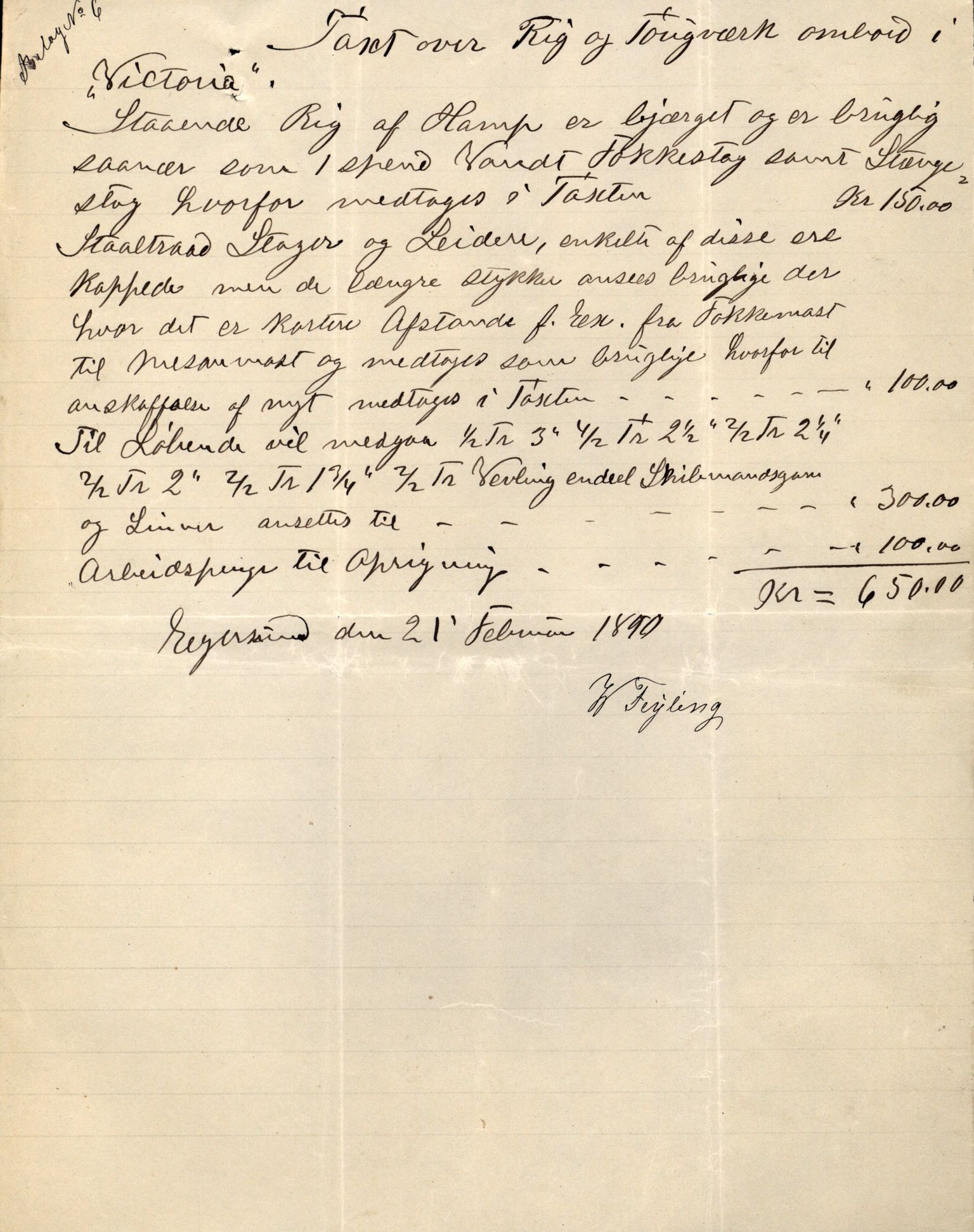 Pa 63 - Østlandske skibsassuranceforening, VEMU/A-1079/G/Ga/L0025/0002: Havaridokumenter / Victoria, St. Petersburg, Windsor, 1890, p. 12