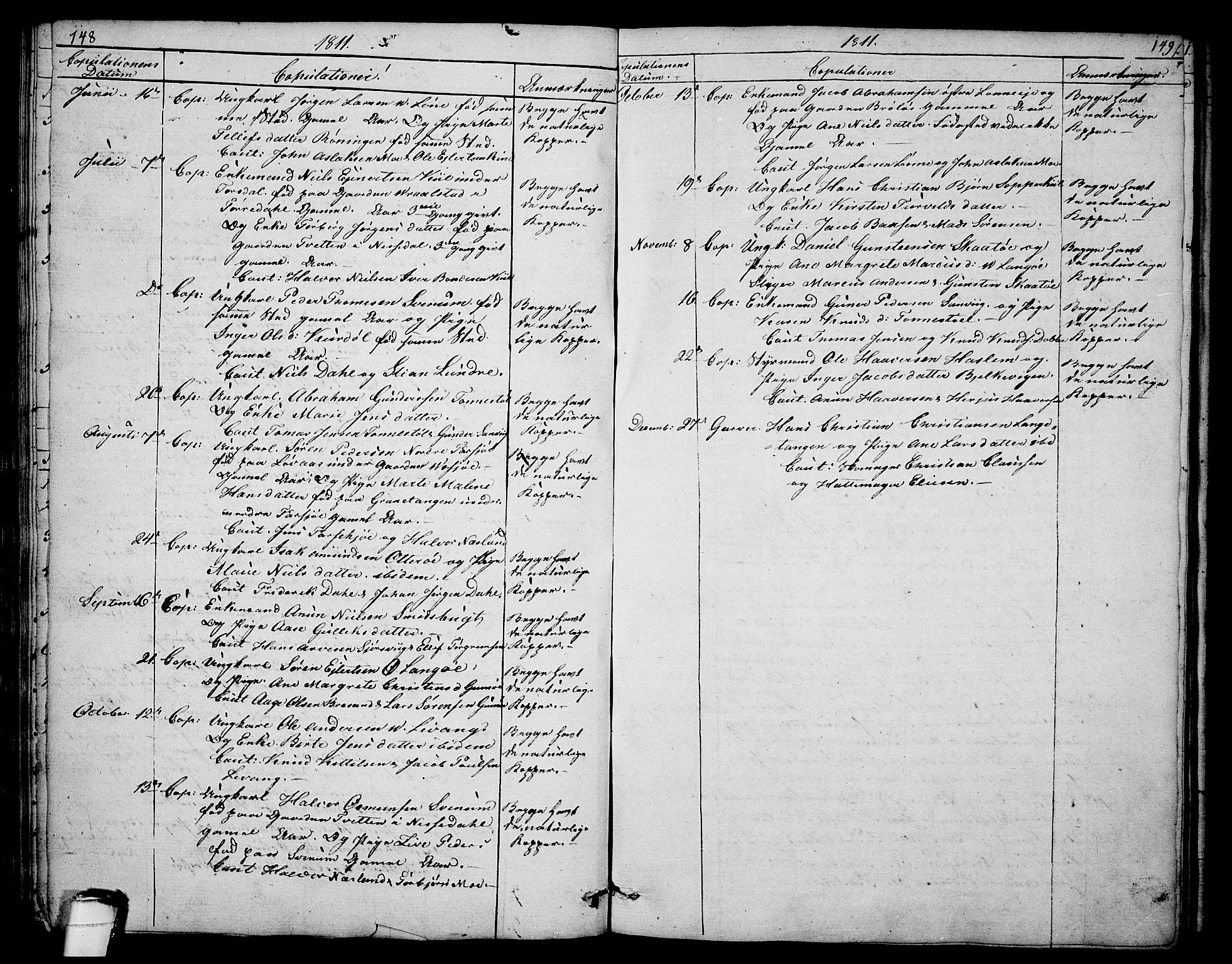 Sannidal kirkebøker, SAKO/A-296/F/Fa/L0003: Parish register (official) no. 3, 1803-1813, p. 148-149