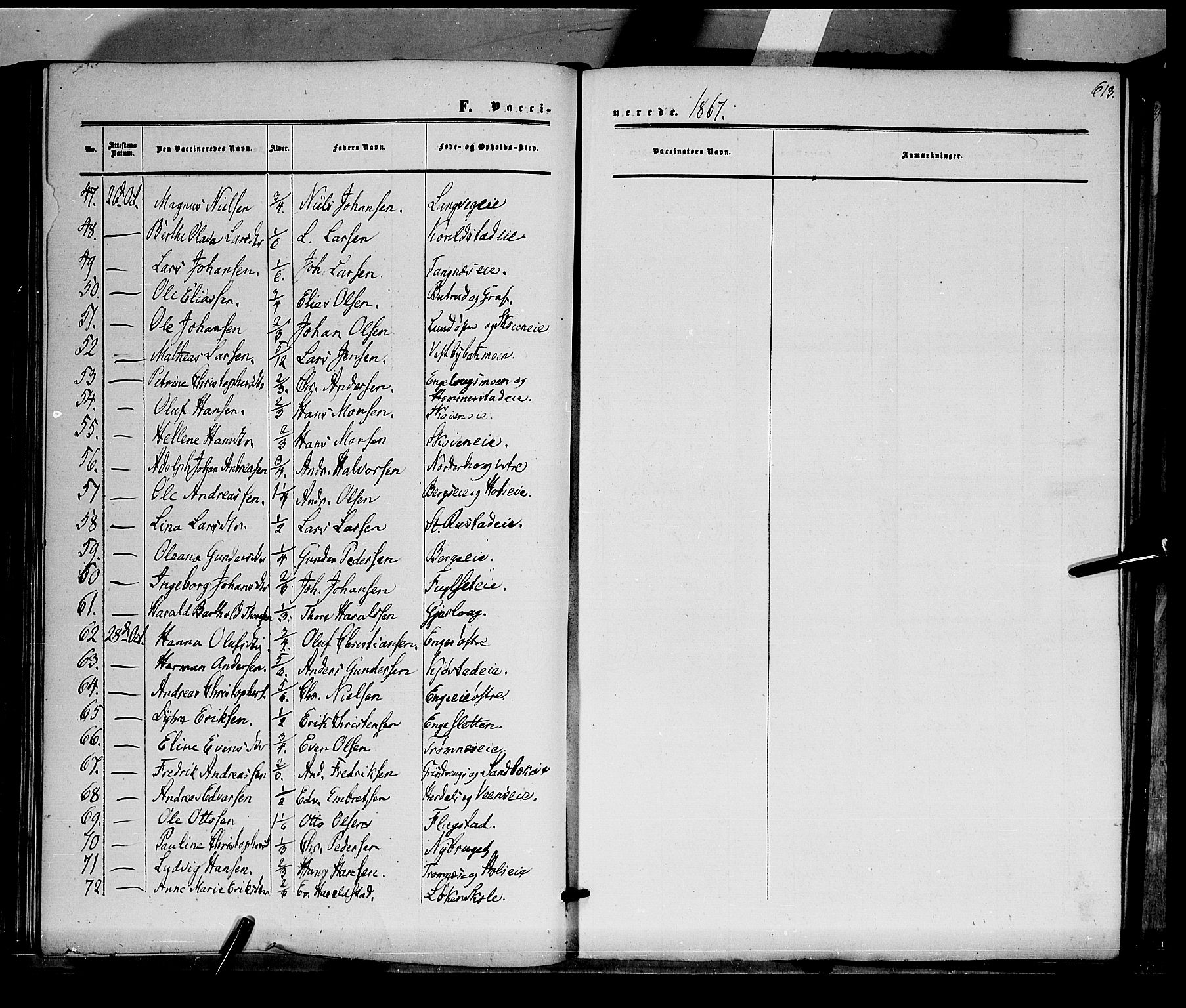 Løten prestekontor, AV/SAH-PREST-022/K/Ka/L0008: Parish register (official) no. 8, 1860-1877, p. 613