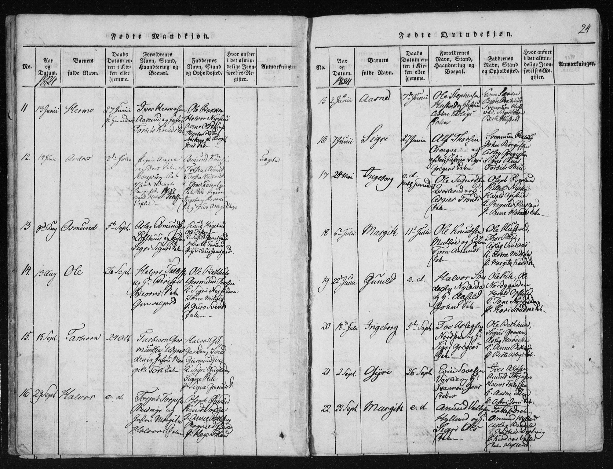 Vinje kirkebøker, SAKO/A-312/F/Fa/L0003: Parish register (official) no. I 3, 1814-1843, p. 24