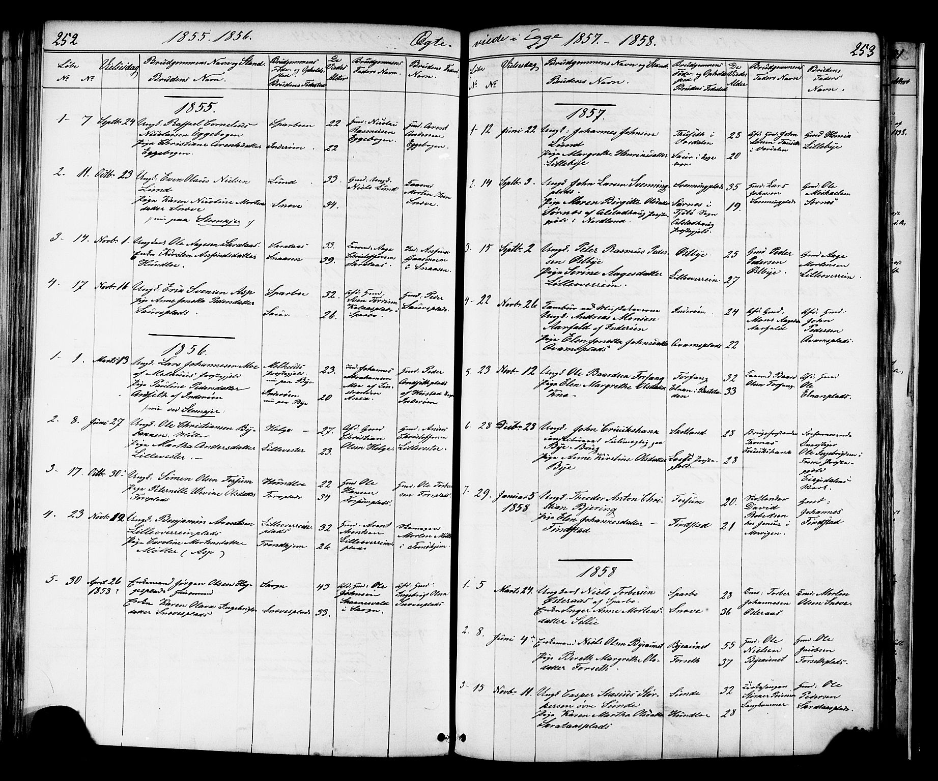 Ministerialprotokoller, klokkerbøker og fødselsregistre - Nord-Trøndelag, AV/SAT-A-1458/739/L0367: Parish register (official) no. 739A01 /3, 1838-1868, p. 252-253