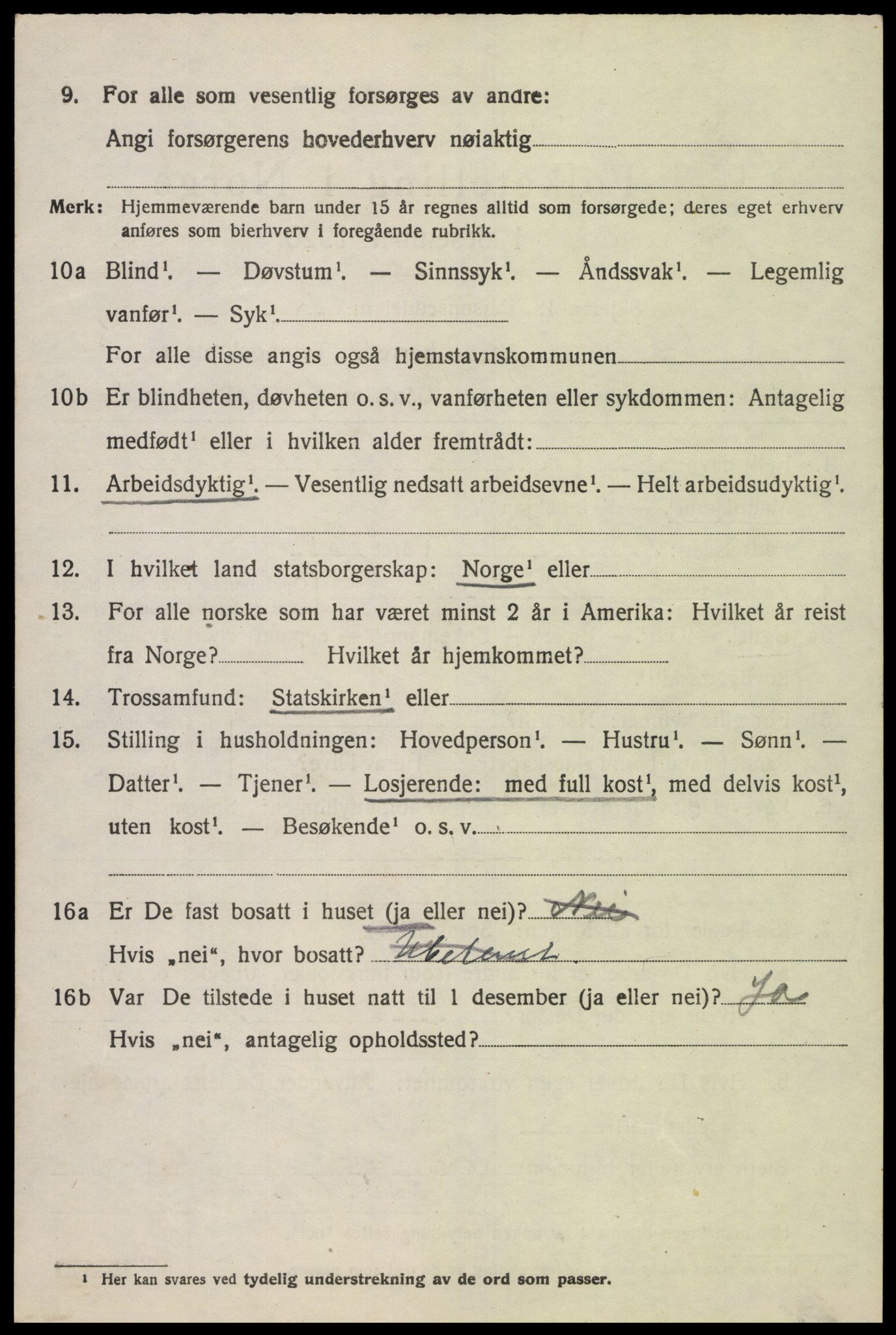 SAK, 1920 census for Åseral, 1920, p. 1159