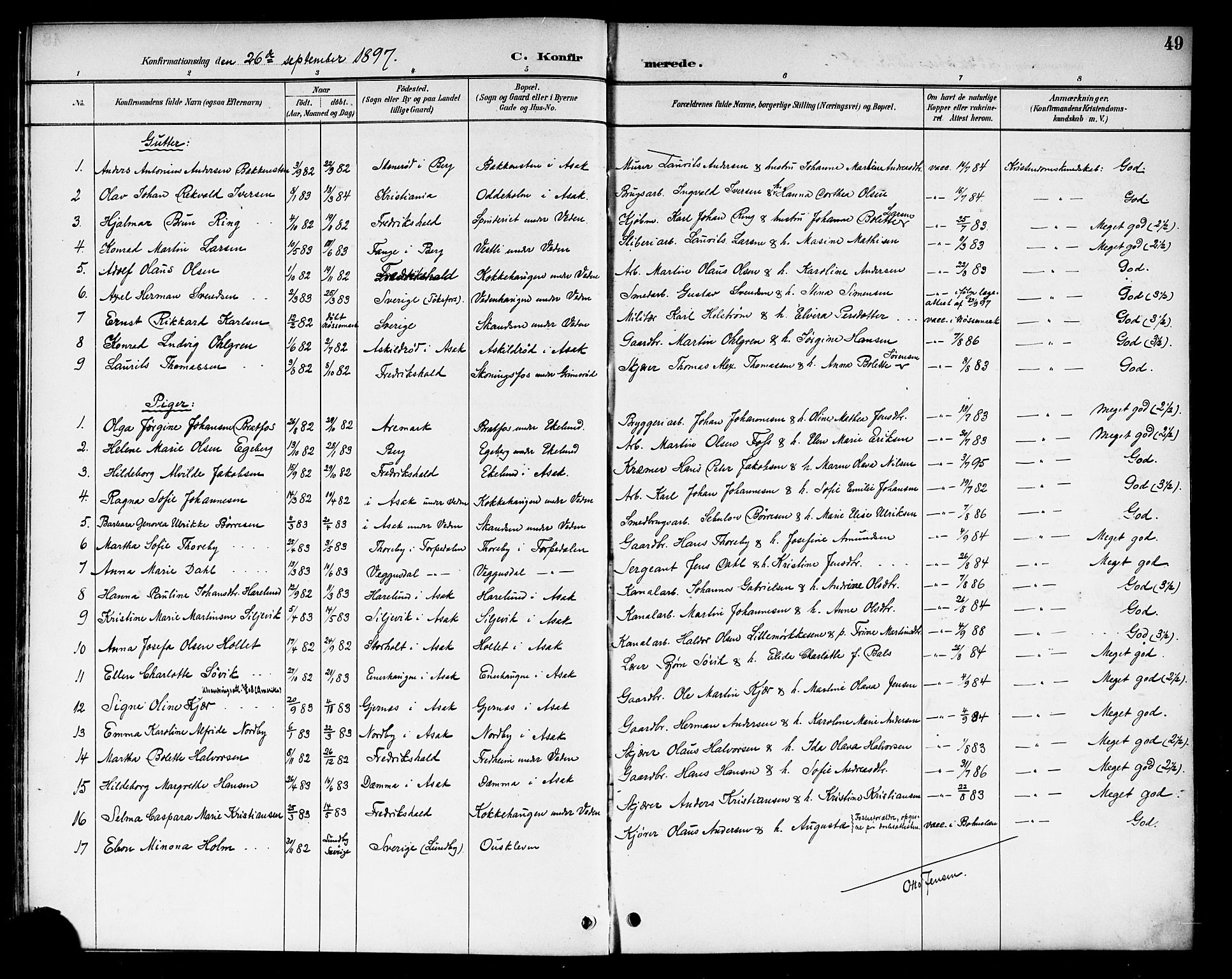 Berg prestekontor Kirkebøker, SAO/A-10902/F/Fb/L0002: Parish register (official) no. II 2, 1888-1902, p. 49