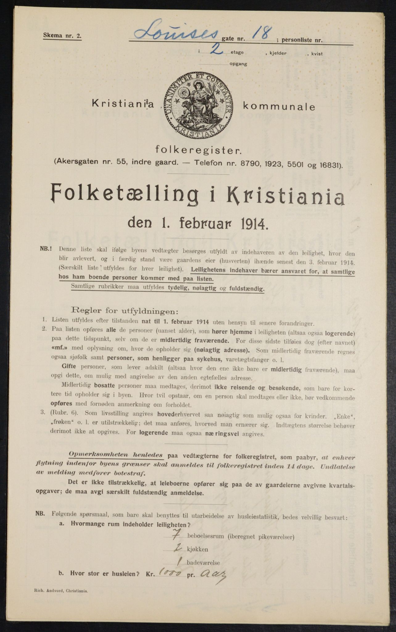 OBA, Municipal Census 1914 for Kristiania, 1914, p. 58328