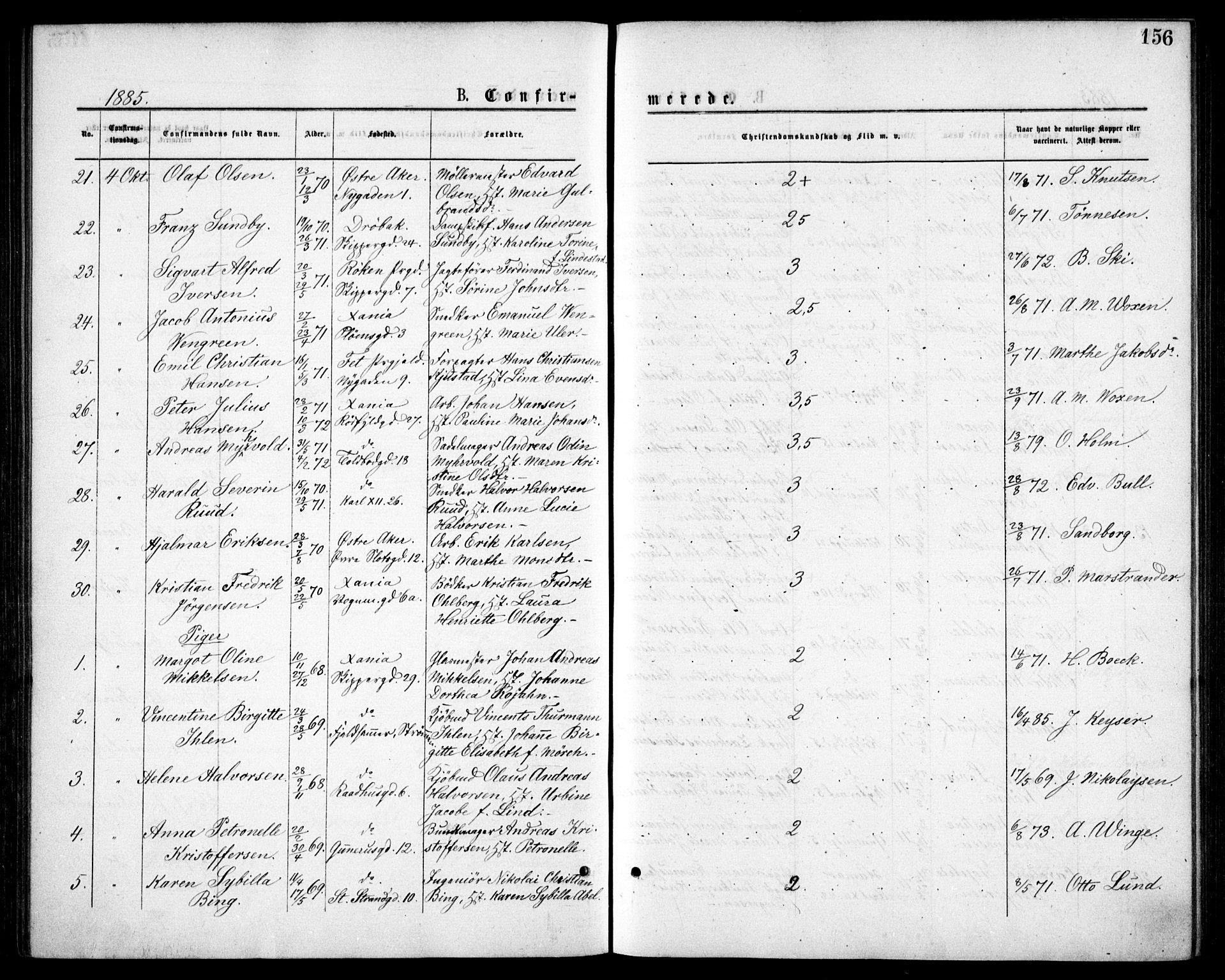 Oslo domkirke Kirkebøker, AV/SAO-A-10752/F/Fa/L0018: Parish register (official) no. 18, 1872-1886, p. 156