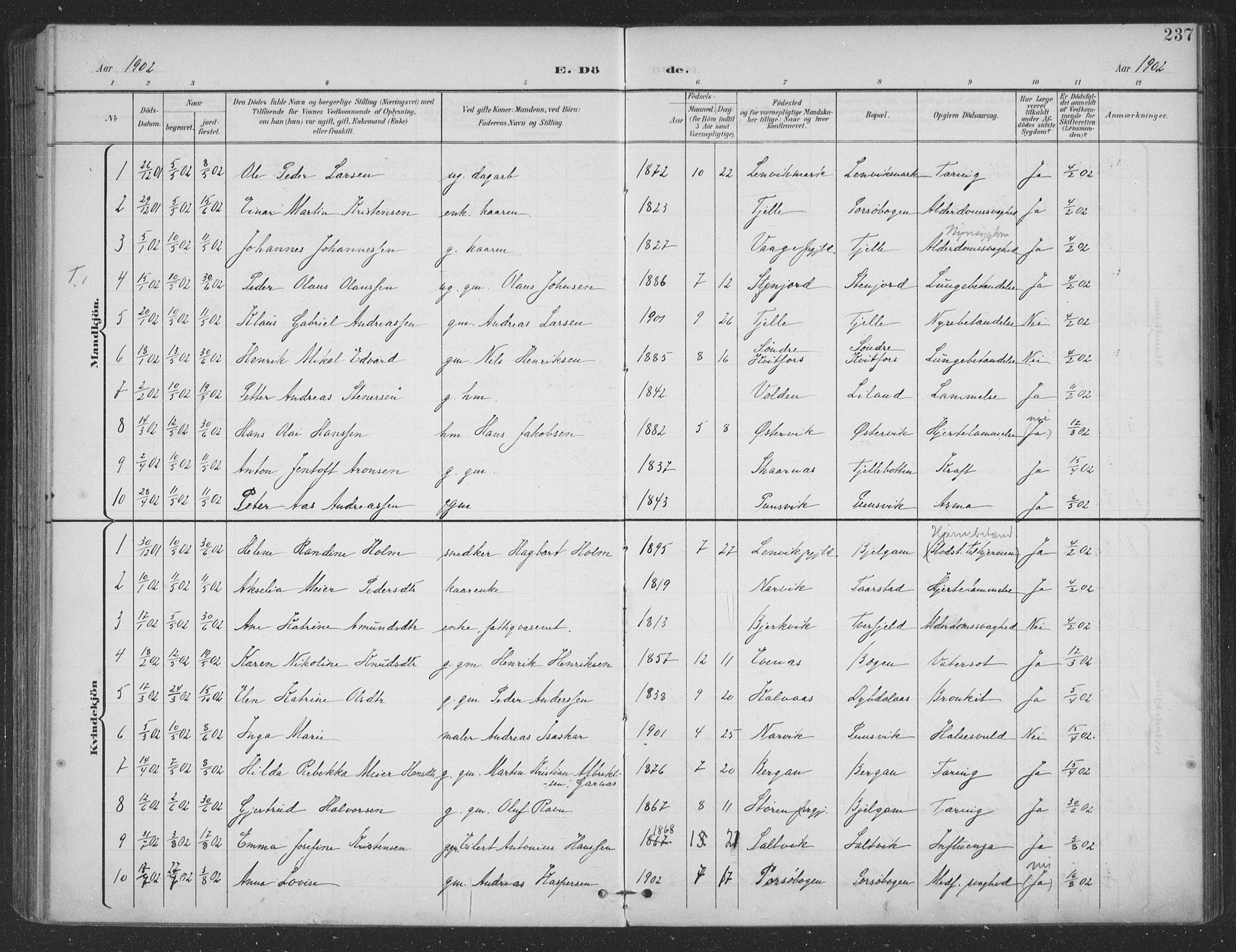 Ministerialprotokoller, klokkerbøker og fødselsregistre - Nordland, AV/SAT-A-1459/863/L0899: Parish register (official) no. 863A11, 1897-1906, p. 237