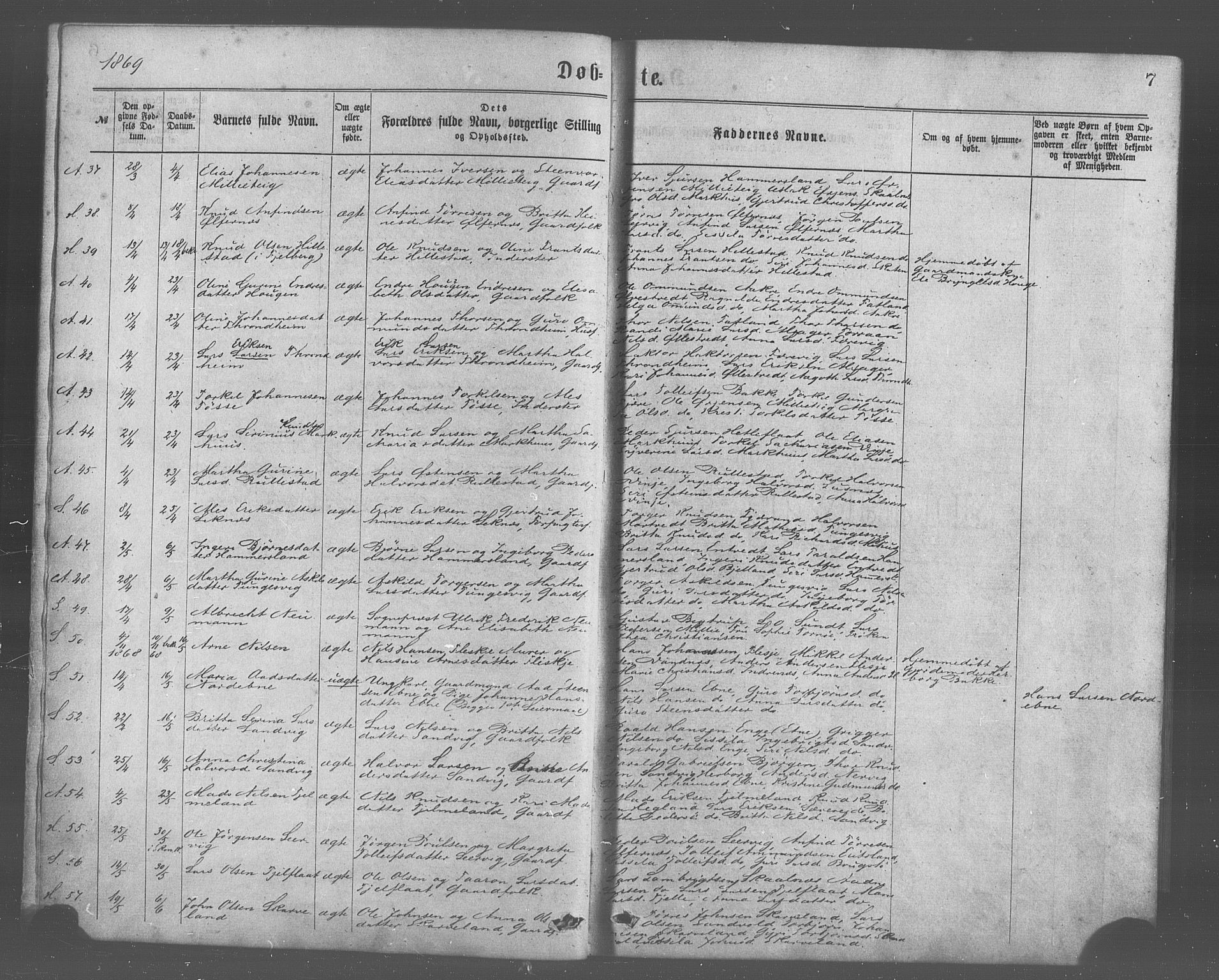 Skånevik sokneprestembete, SAB/A-77801/H/Haa: Parish register (official) no. A 6, 1869-1878, p. 7