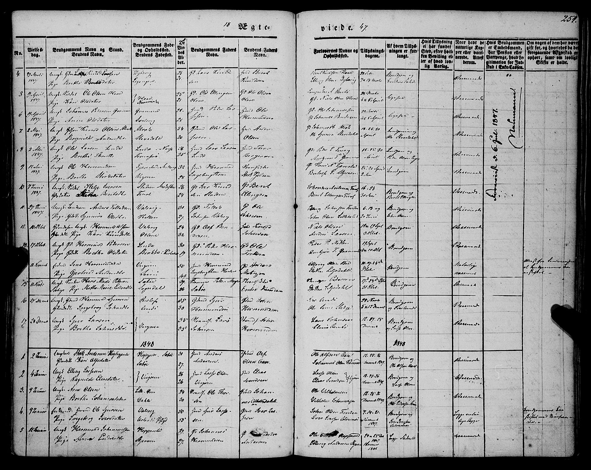 Vik sokneprestembete, SAB/A-81501: Parish register (official) no. A 8, 1846-1865, p. 254