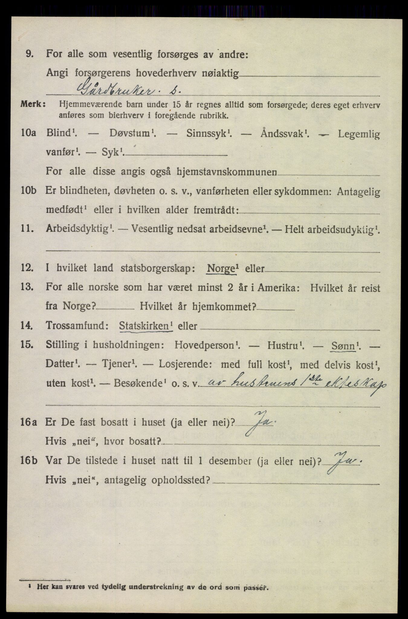 SAH, 1920 census for Tynset, 1920, p. 5519