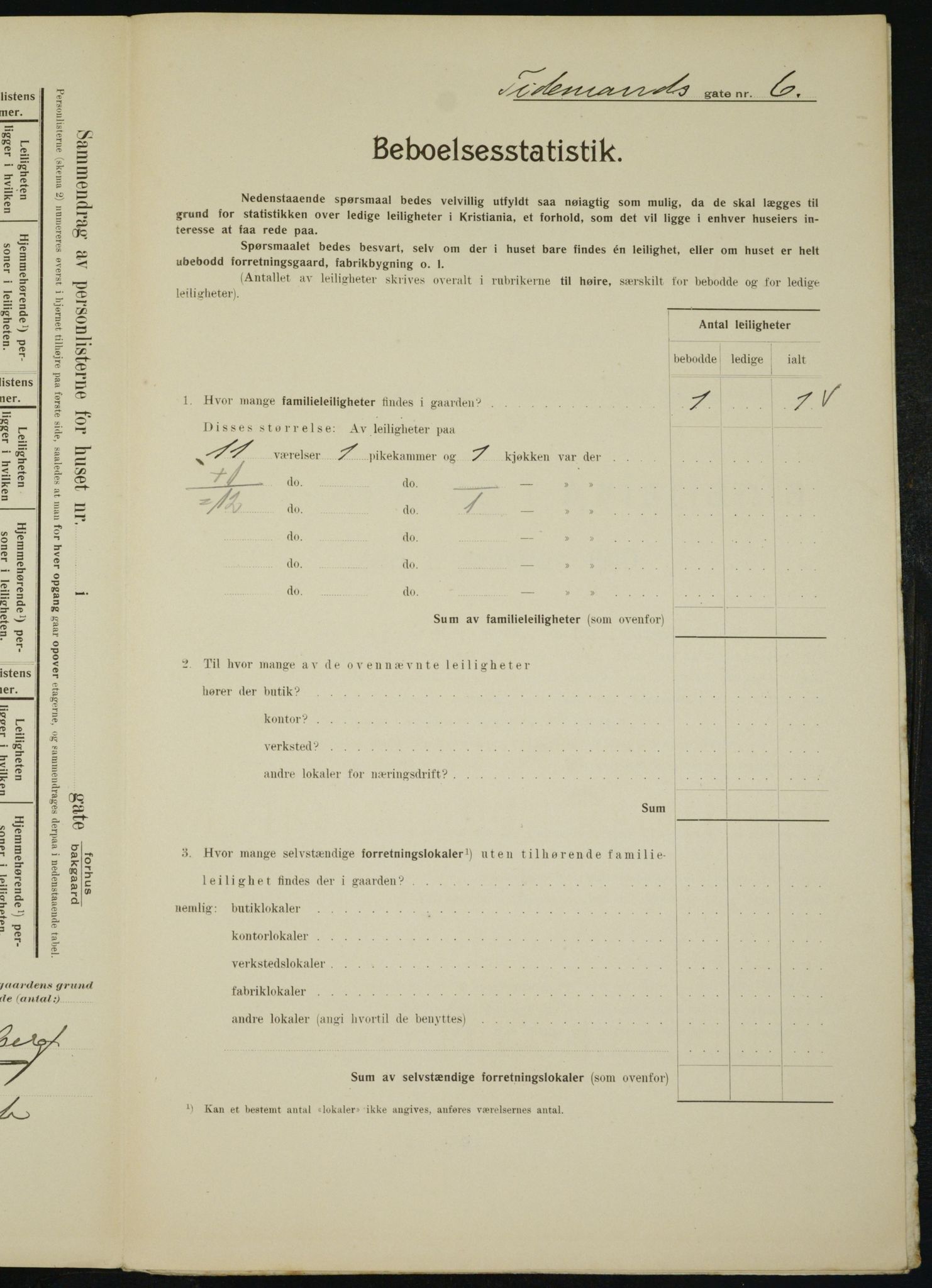 OBA, Municipal Census 1910 for Kristiania, 1910, p. 105713