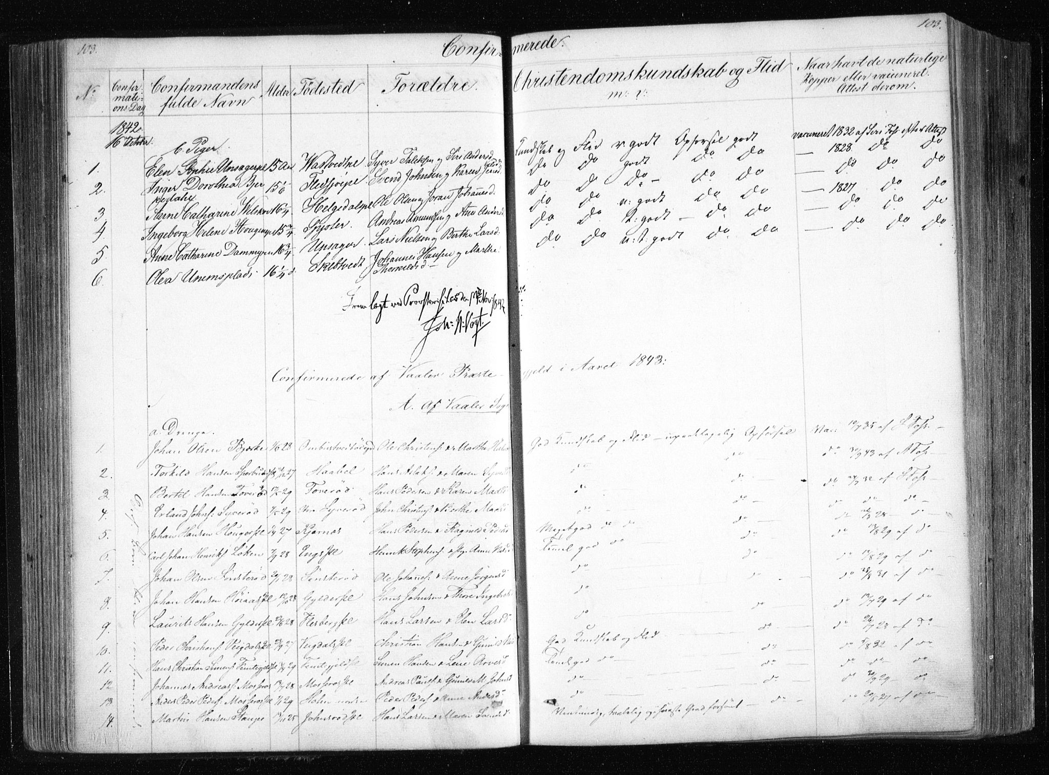 Våler prestekontor Kirkebøker, AV/SAO-A-11083/F/Fa/L0006: Parish register (official) no. I 6, 1840-1861, p. 103