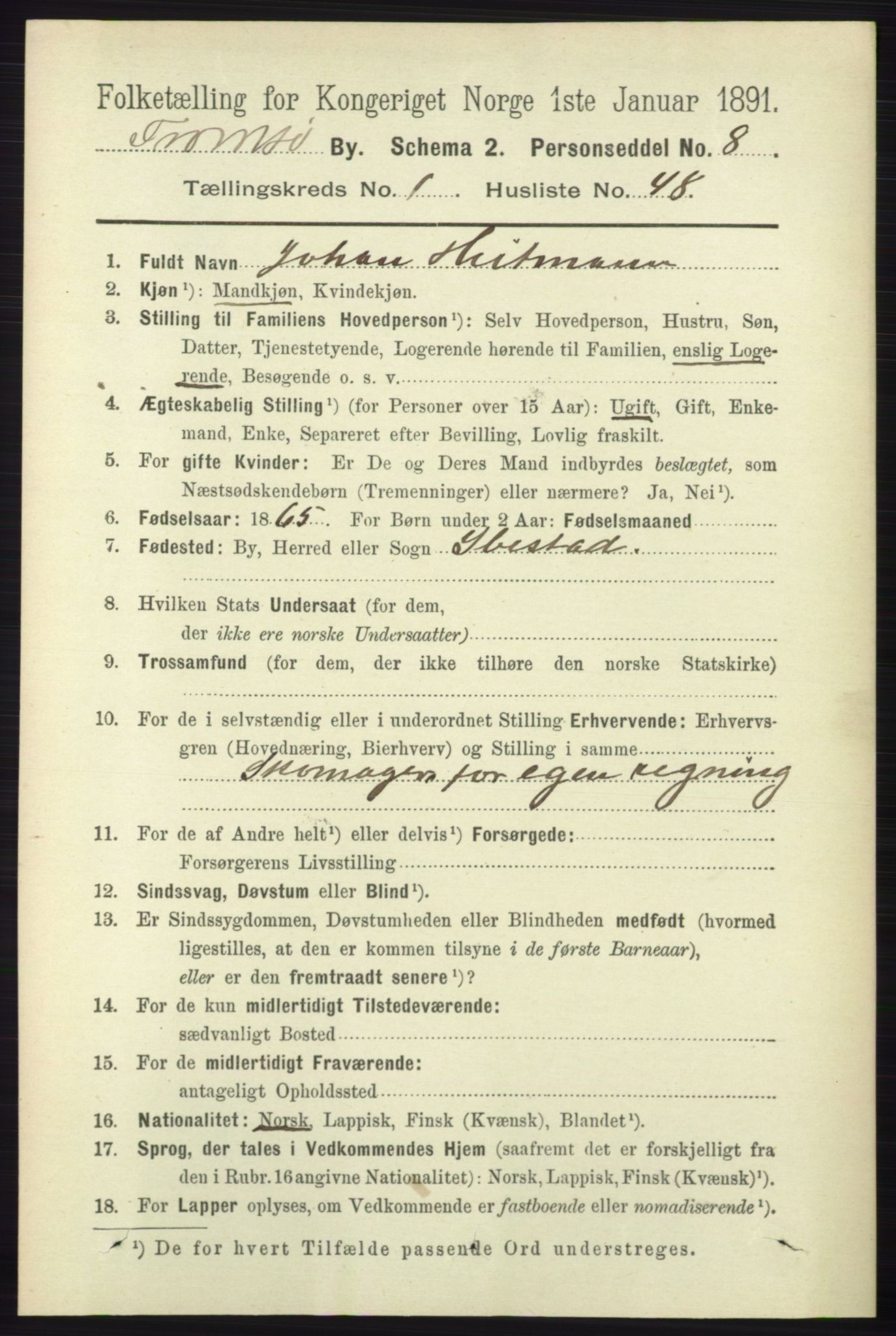 RA, 1891 census for 1902 Tromsø, 1891, p. 744