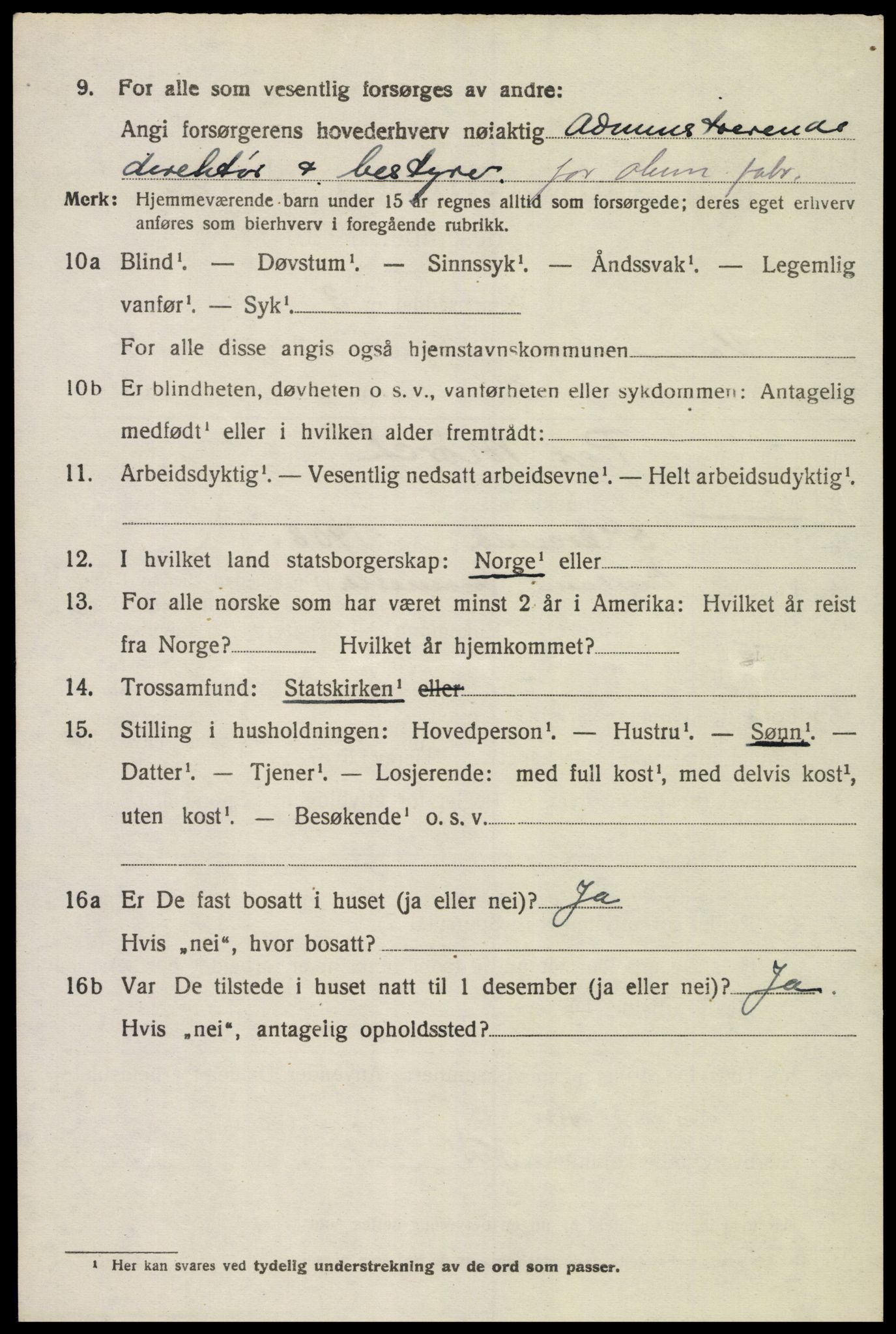 SAK, 1920 census for Vennesla, 1920, p. 3229