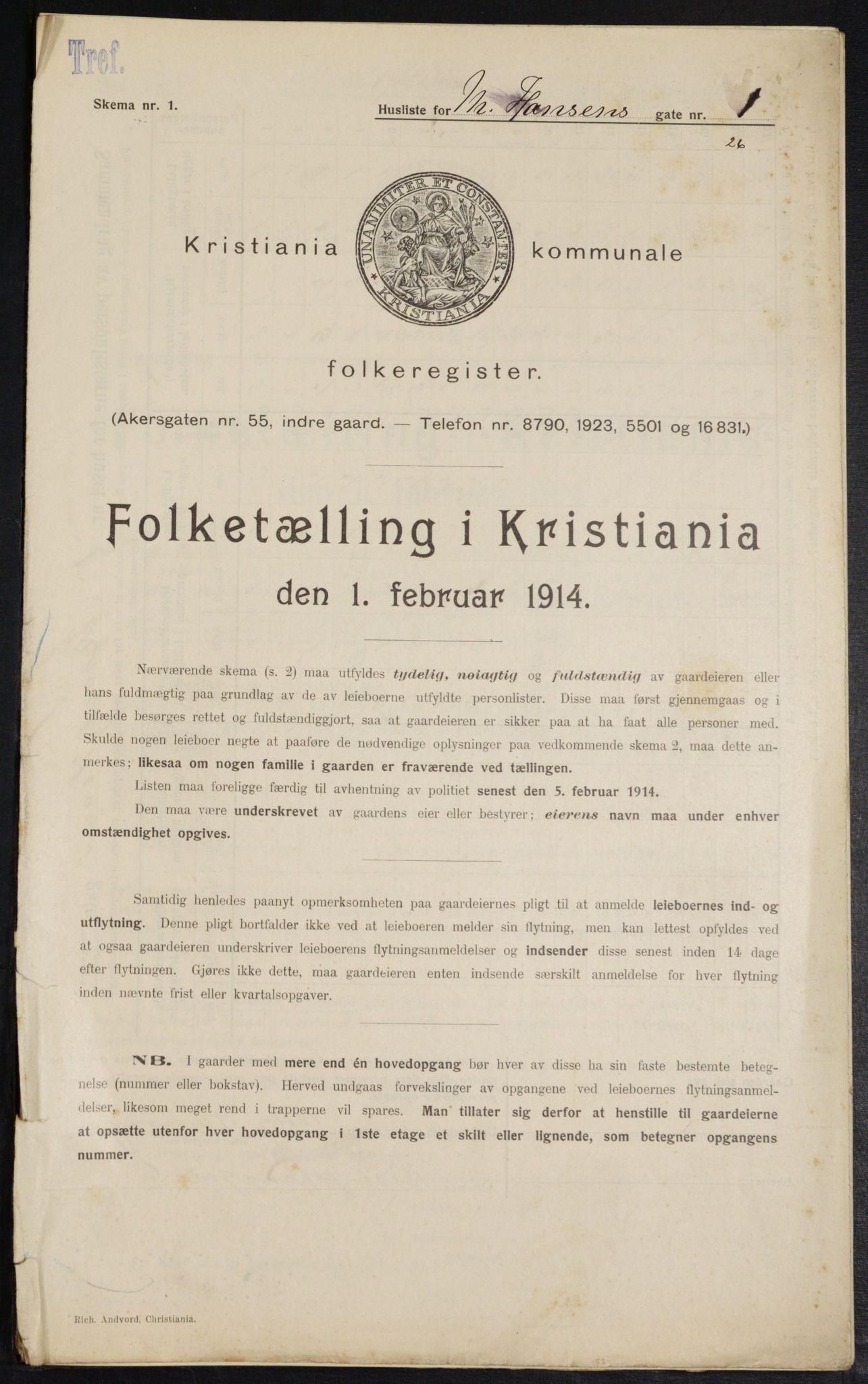 OBA, Municipal Census 1914 for Kristiania, 1914, p. 64807