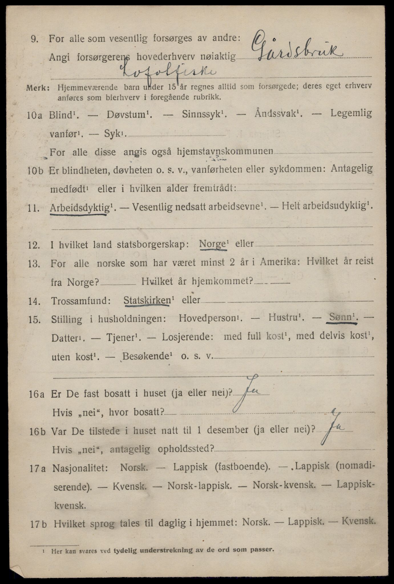 SAT, 1920 census for Flakstad, 1920, p. 3476