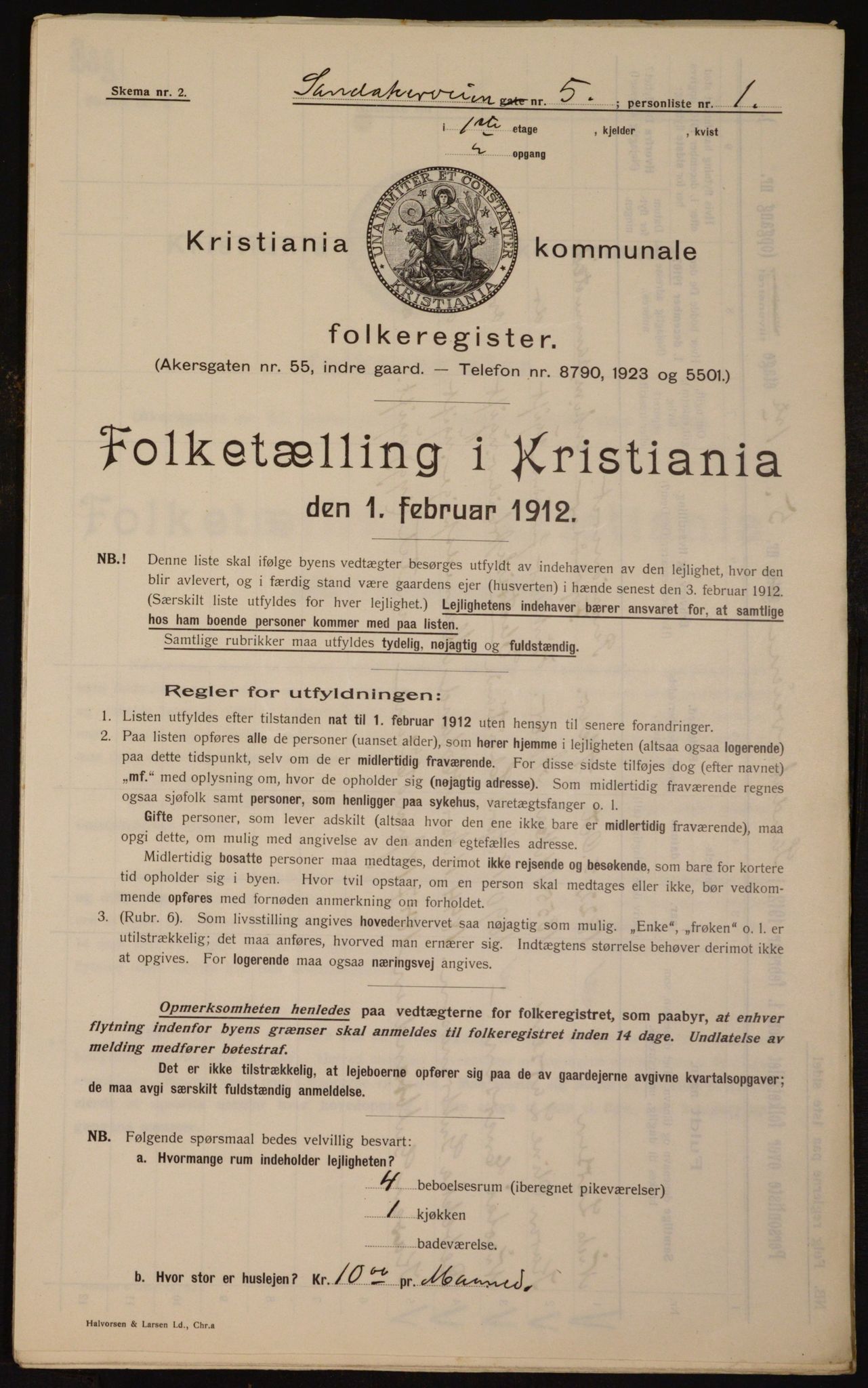 OBA, Municipal Census 1912 for Kristiania, 1912, p. 86909