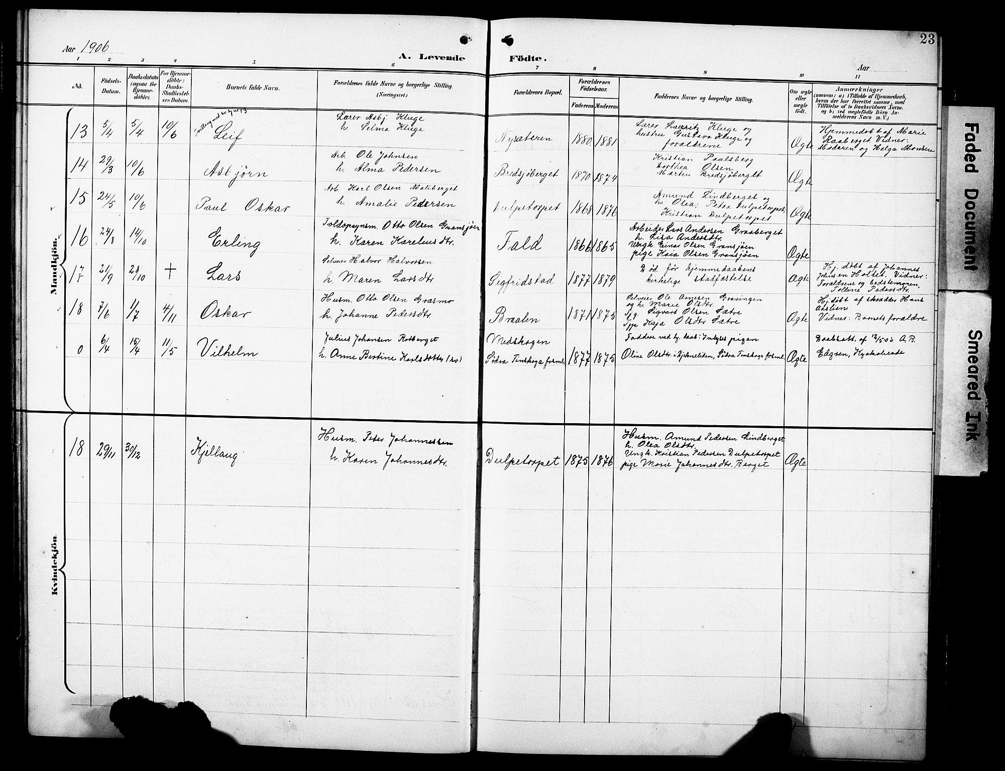 Hof prestekontor, AV/SAH-PREST-038/H/Ha/Hab/L0005: Parish register (copy) no. 5, 1899-1916, p. 23