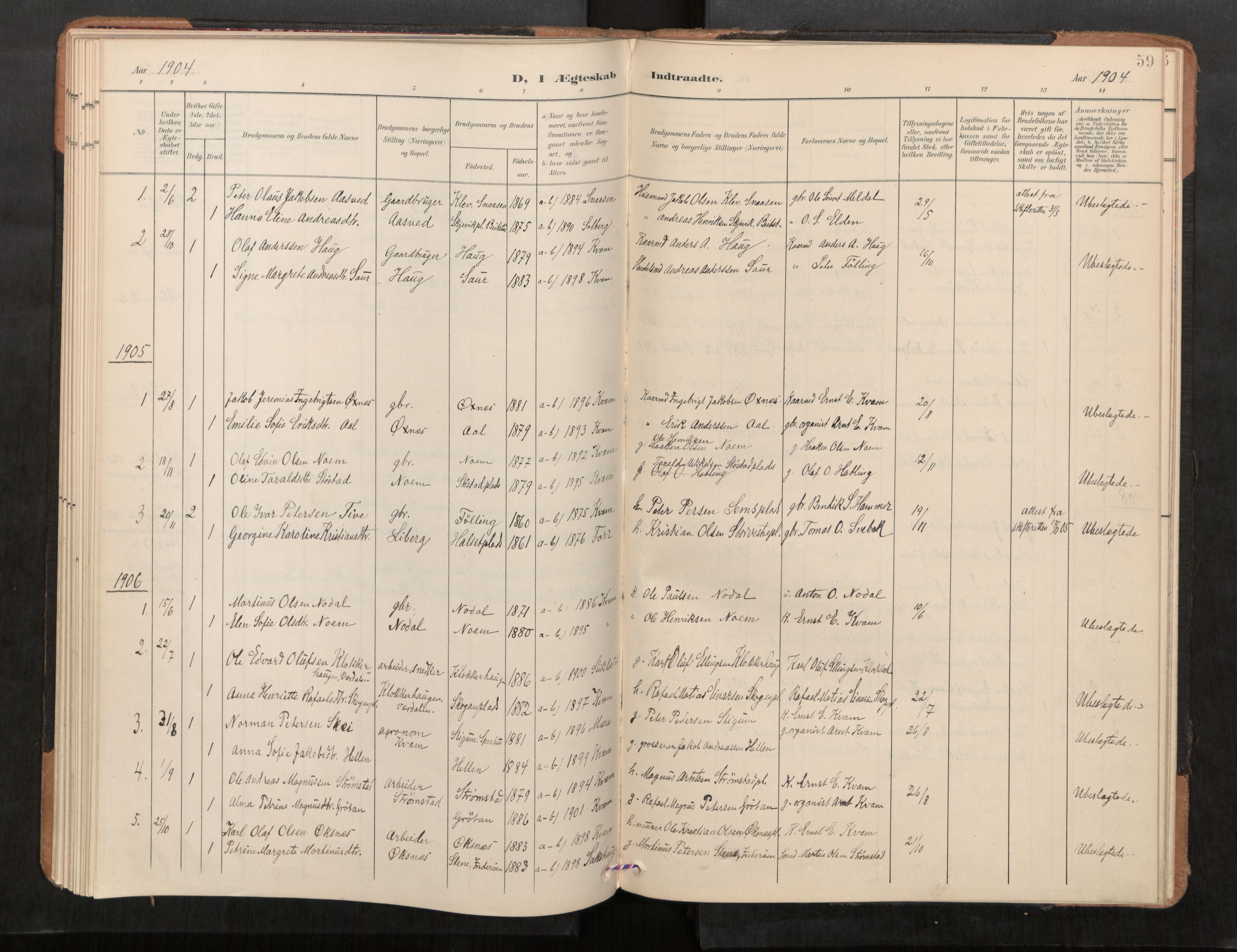Stod sokneprestkontor, SAT/A-1164/1/I/I1/I1a/L0001: Parish register (official) no. 1, 1900-1912, p. 59