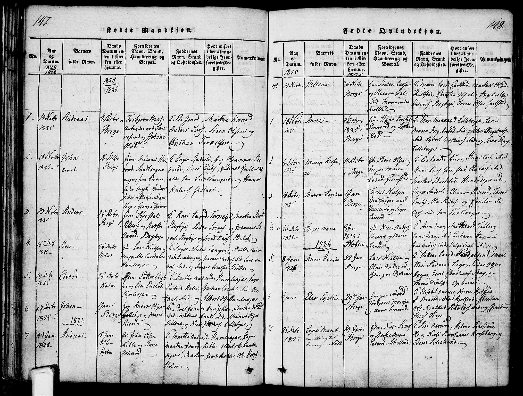 Borge prestekontor Kirkebøker, SAO/A-10903/F/Fa/L0003: Parish register (official) no. I 3, 1815-1836, p. 147-148