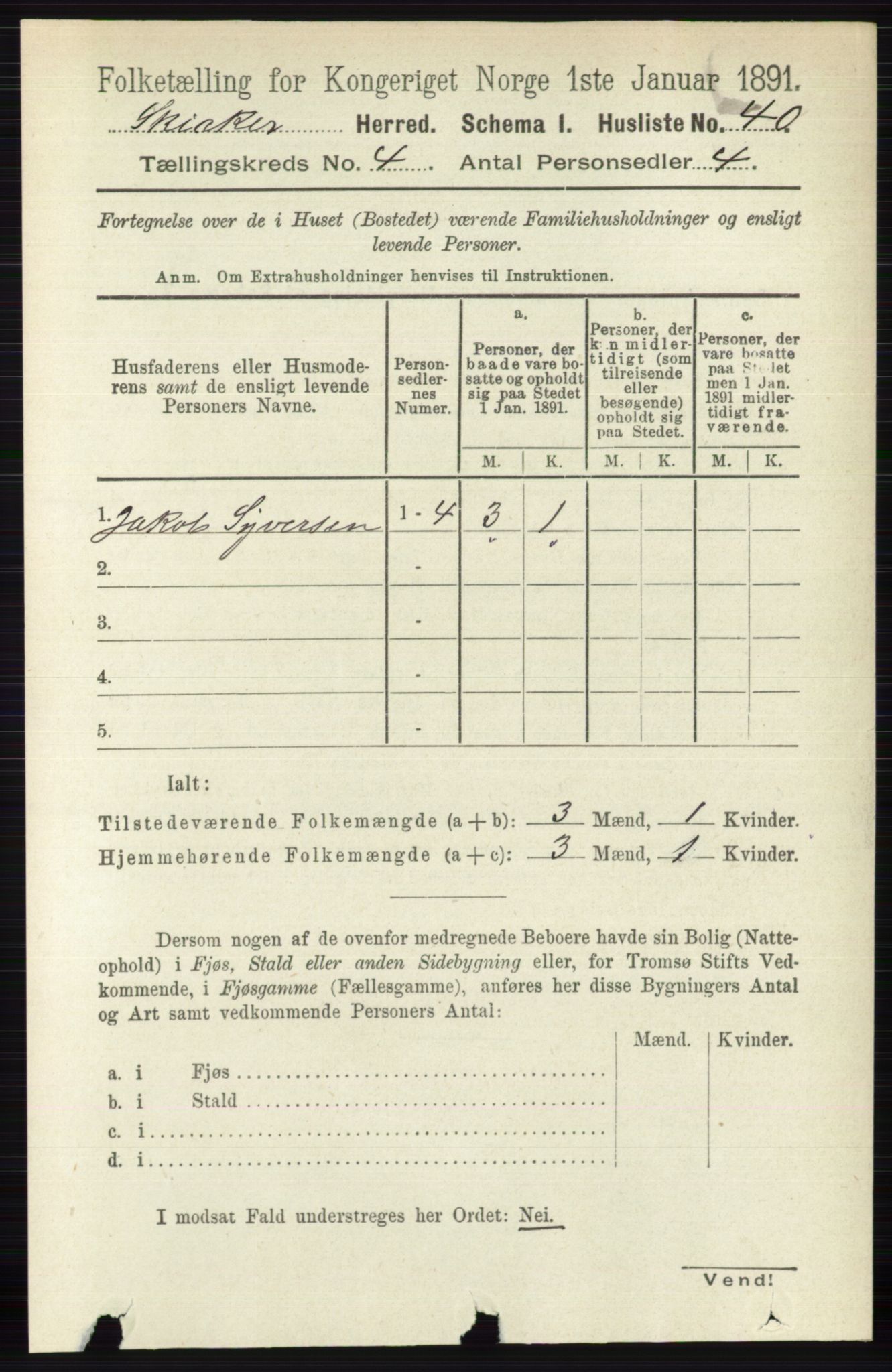 RA, 1891 census for 0513 Skjåk, 1891, p. 1335