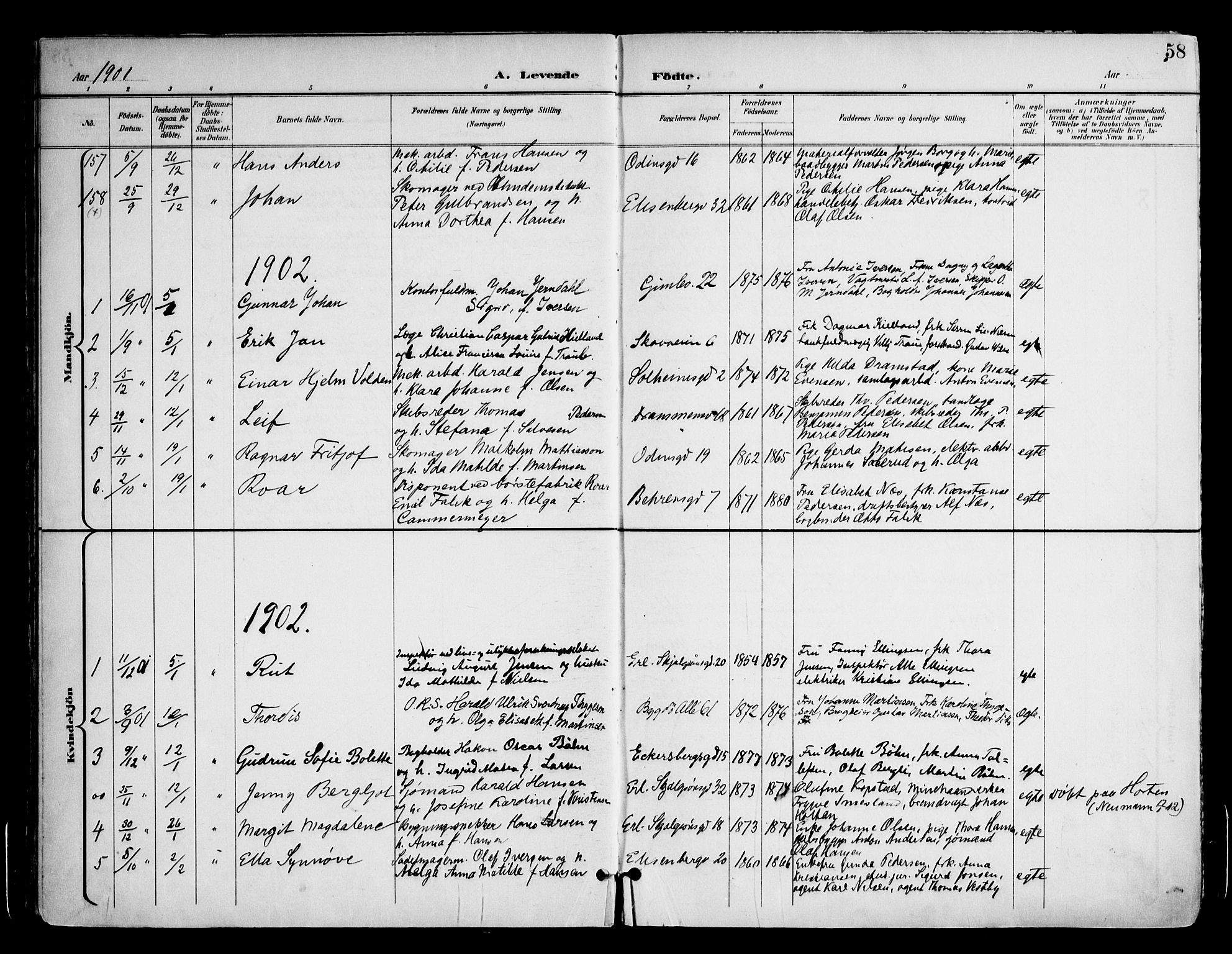 Frogner prestekontor Kirkebøker, SAO/A-10886/F/Fa/L0002: Parish register (official) no. 2, 1897-1917, p. 58