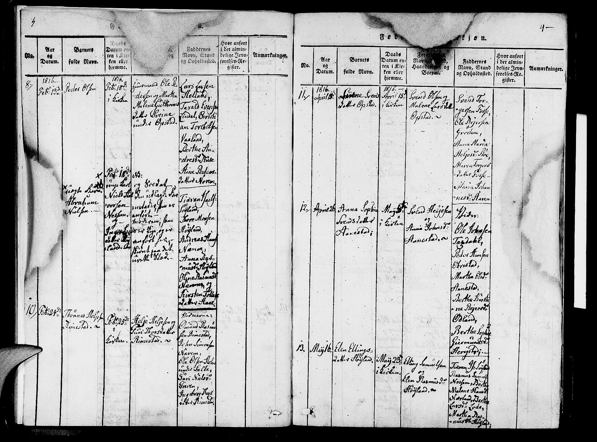 Hå sokneprestkontor, AV/SAST-A-101801/001/30BA/L0003: Parish register (official) no. A 3, 1815-1825, p. 4